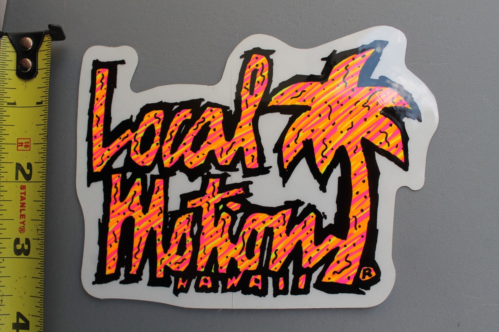 LOCAL MOTION Hawaii Clear Neon Aloha Orange OG LM2 80’s Vintage Surfing STICKER