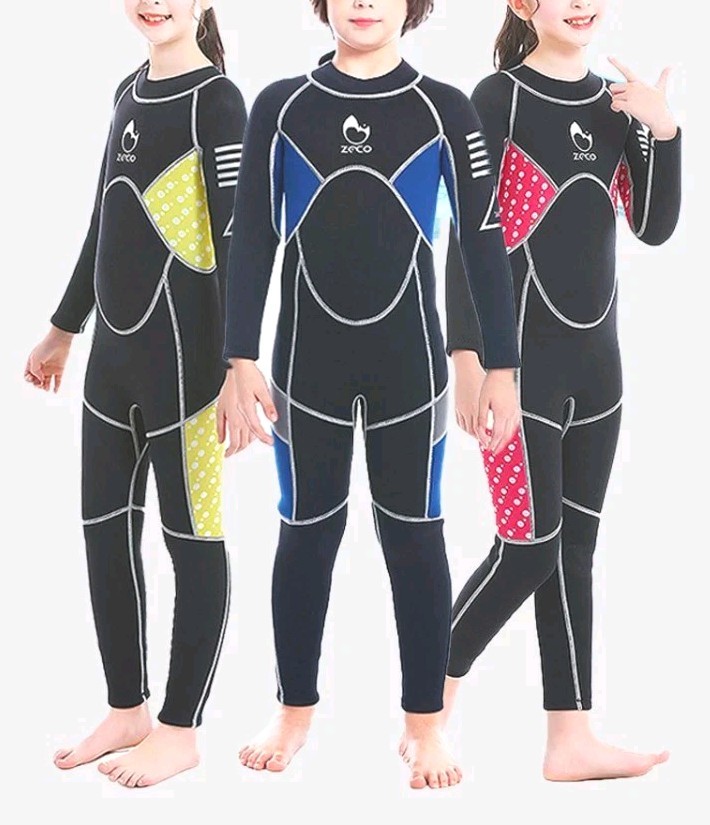 ZCCO 2.5mm Neoprene Wesuit Kids Boys Ziper Full Suit Long Sleeve Surf Black XS
