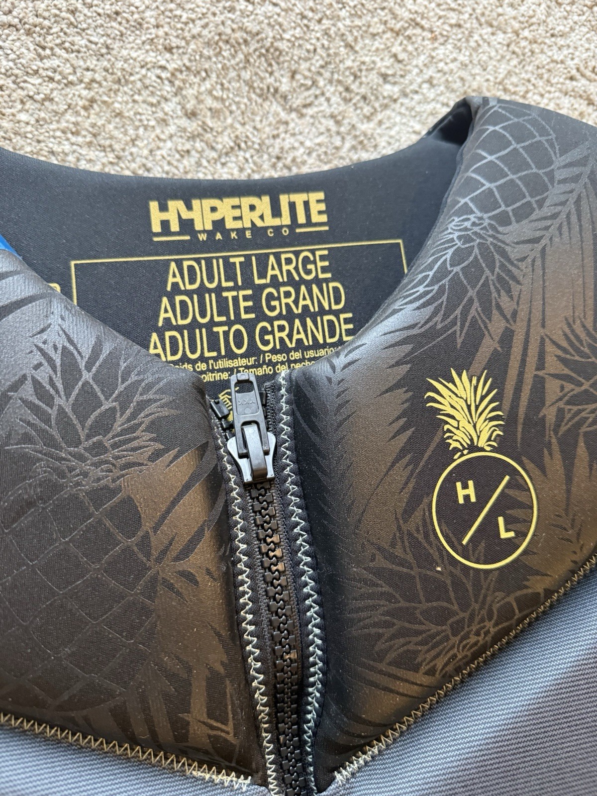NEW Hyperlite Adult Women’s Life Vest Size Large 40”- 44” Pineapple Design USCG