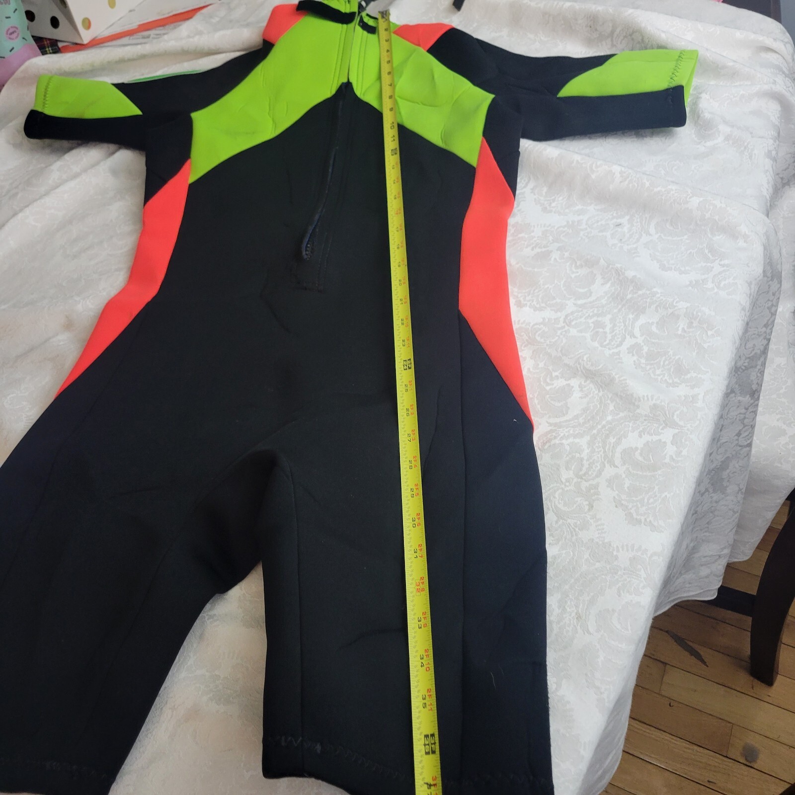 Vintage 90s Piping Hot Neon 1-PIECE WETSUIT Surf Beach S/M **See Measurements**