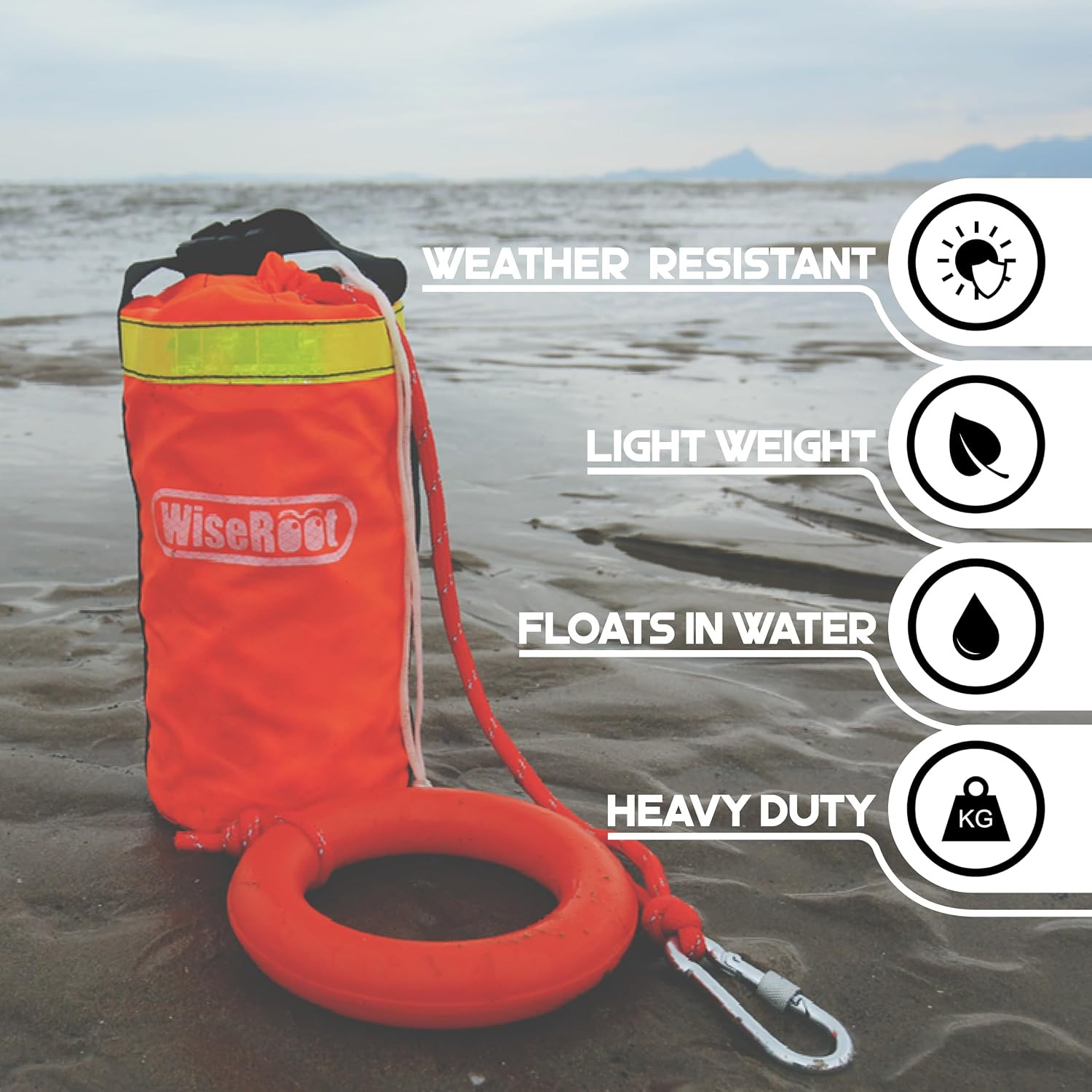 Throw Bag for Water Rescue: Quick Deploy Throwable Flotation Device, 50/70/98Ft