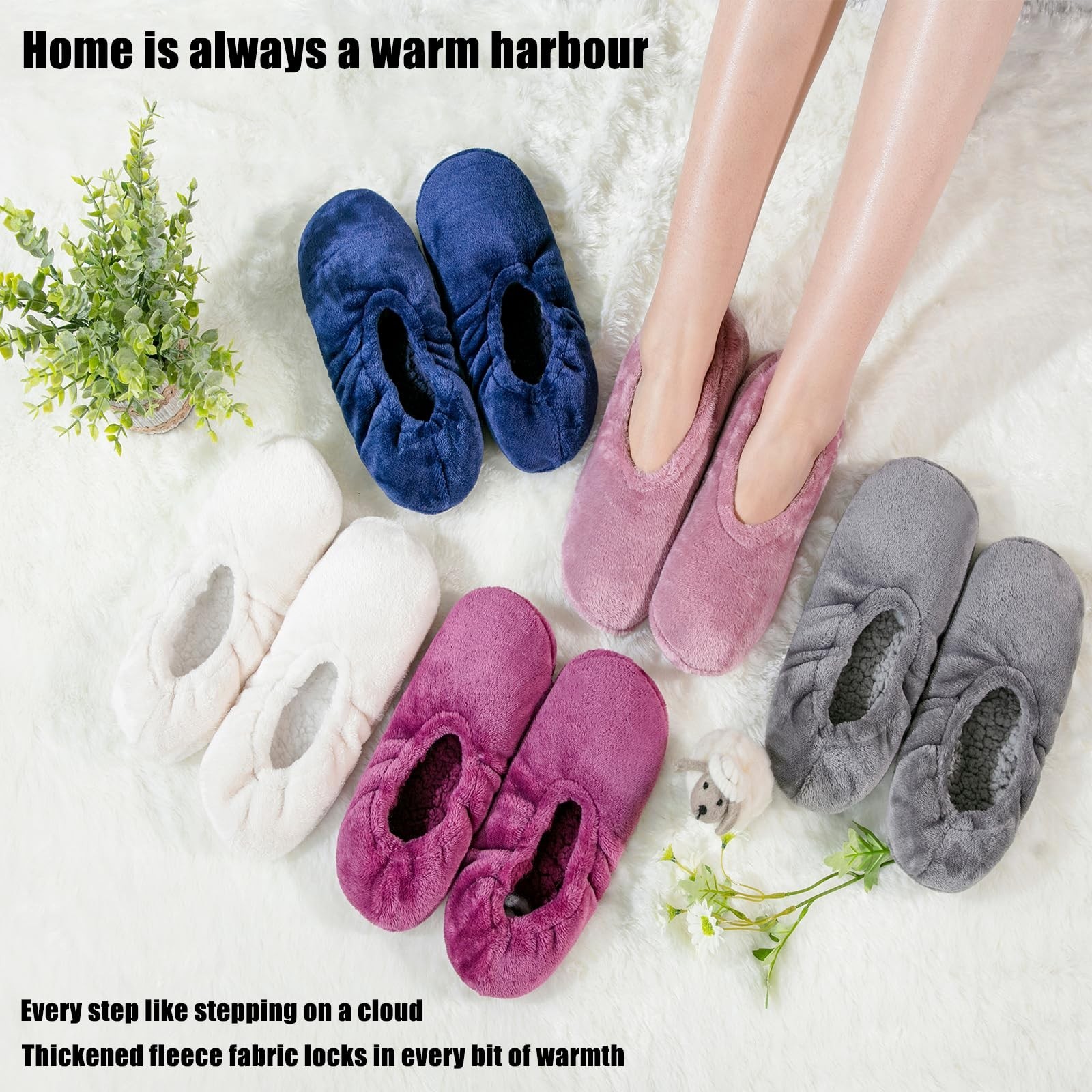 Slipper Socks for Women, 2 Pair Slipper Socks with Grips for Woman, Non Slip …