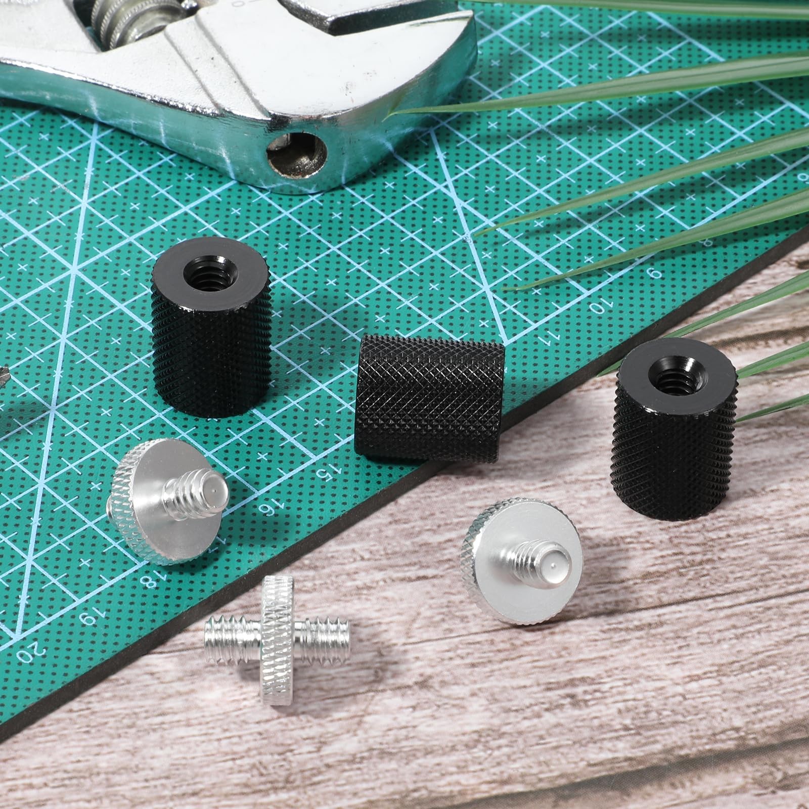 6 Pack 1/4 Inch Threaded Tripod Screw Adapter Black Silver Camera Mount Set