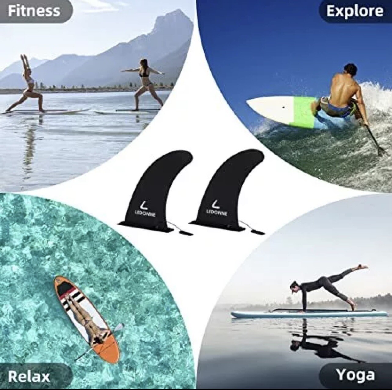 LEDONNE 9″ Surfing SUP Fins 2 Pcs (USD 9/1 PSC) Inflatable Paddle Board Fin
