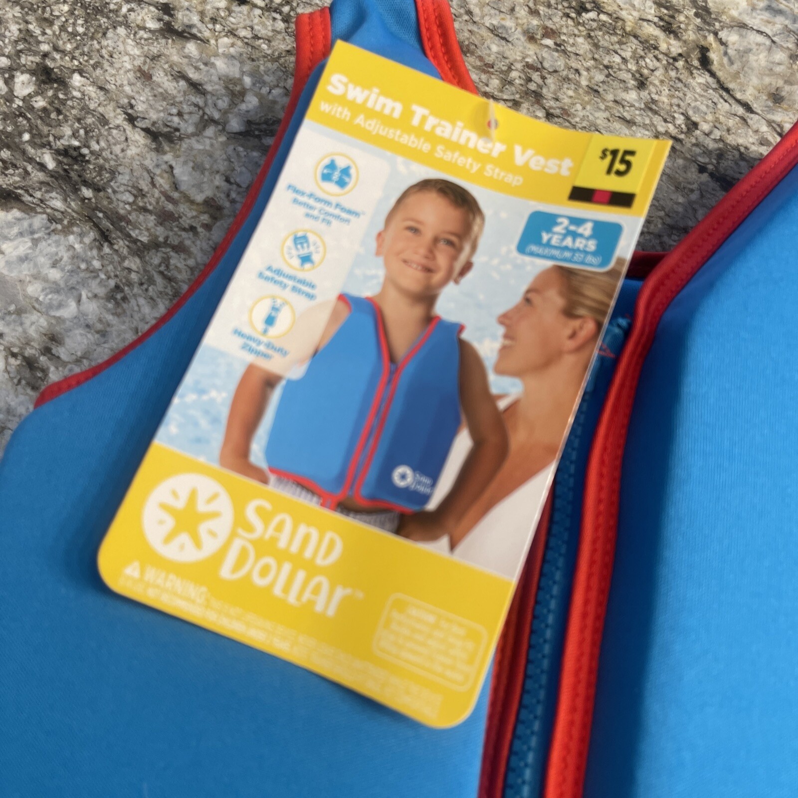 NWT Sand Dollar Swim Trainer Vest Ages 2-4 years Max 33 Pounds Blue