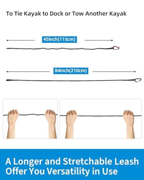 Kayak Paddle Leash Accessories for Kayaking Fishing Paddle 4-7ft (2 pcs) Black