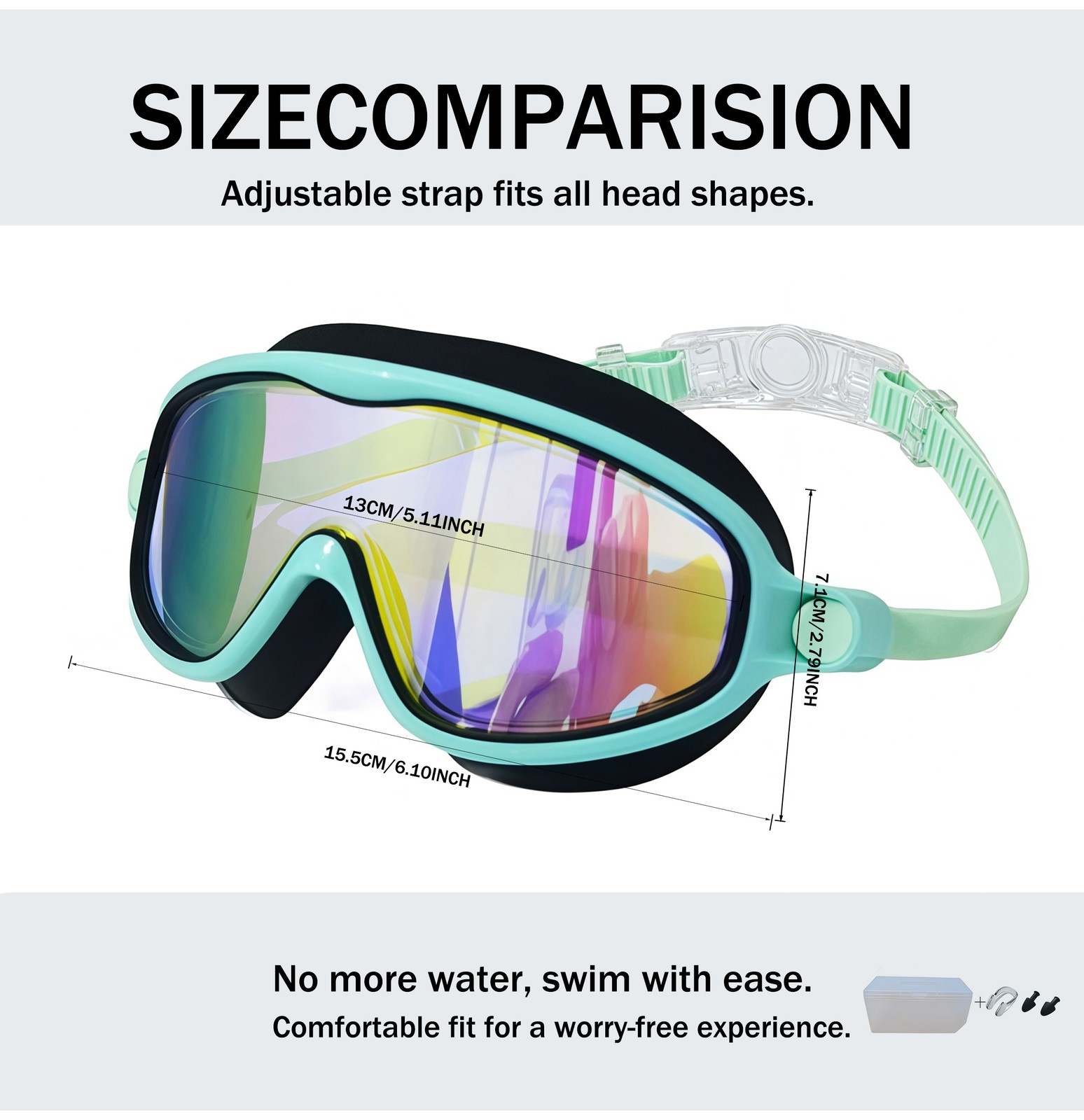 2 Pack Kids Swimming Goggles Wide View Anti Fog UV Protection Adjustable Strap