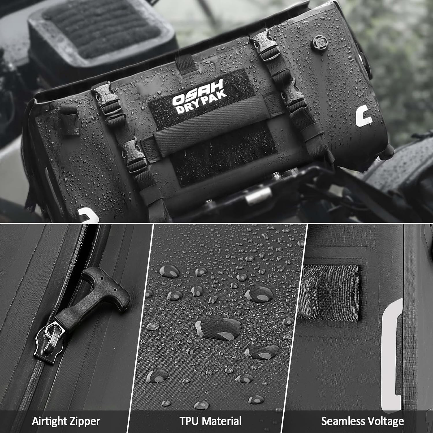 Waterproof Motorcycle Tail Bag, 40L Waterproof Duffel Bag, Motorcycle Dry Bag, M