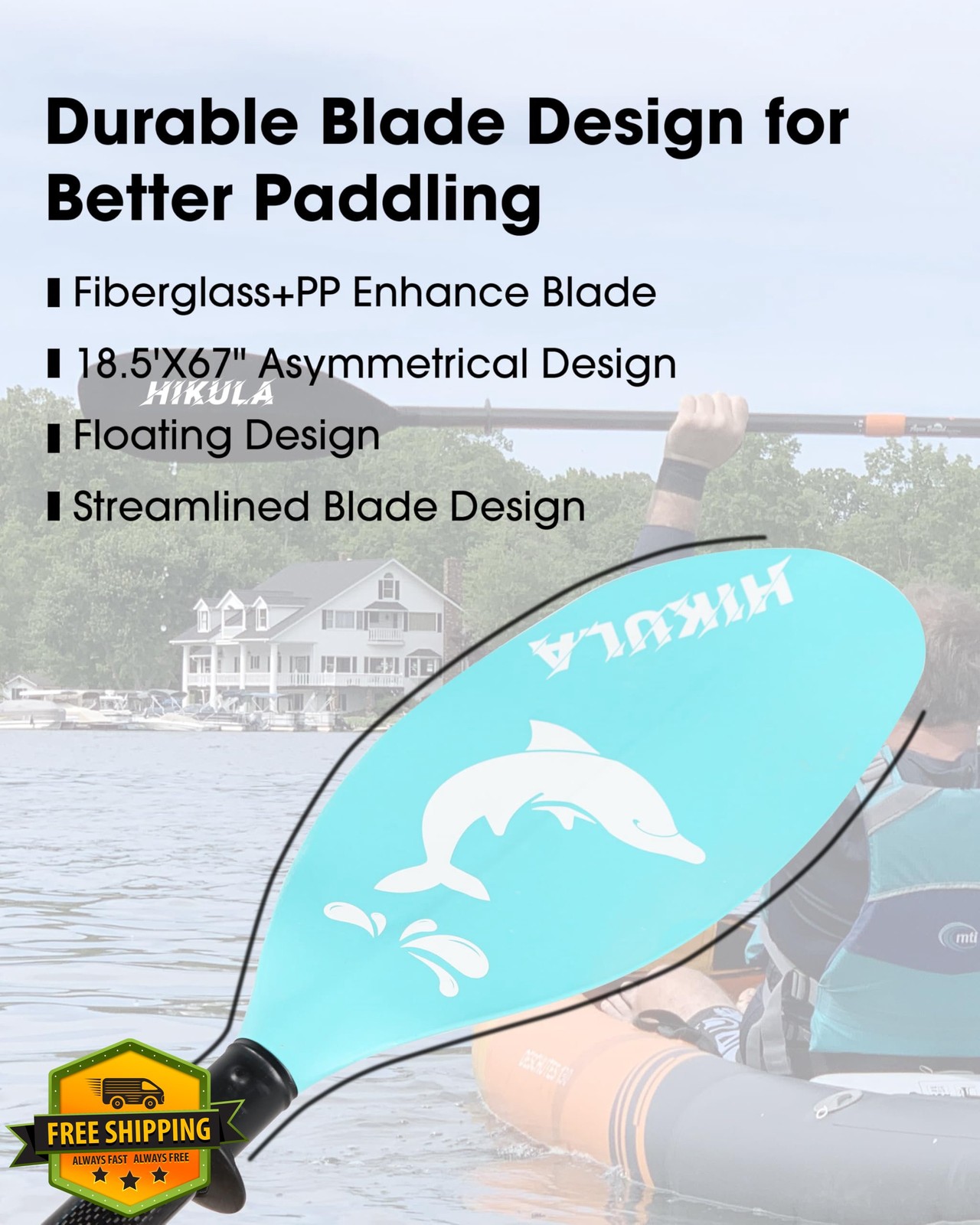 HIKULA Carbon Fiber Kayak Paddle Dolphin Green