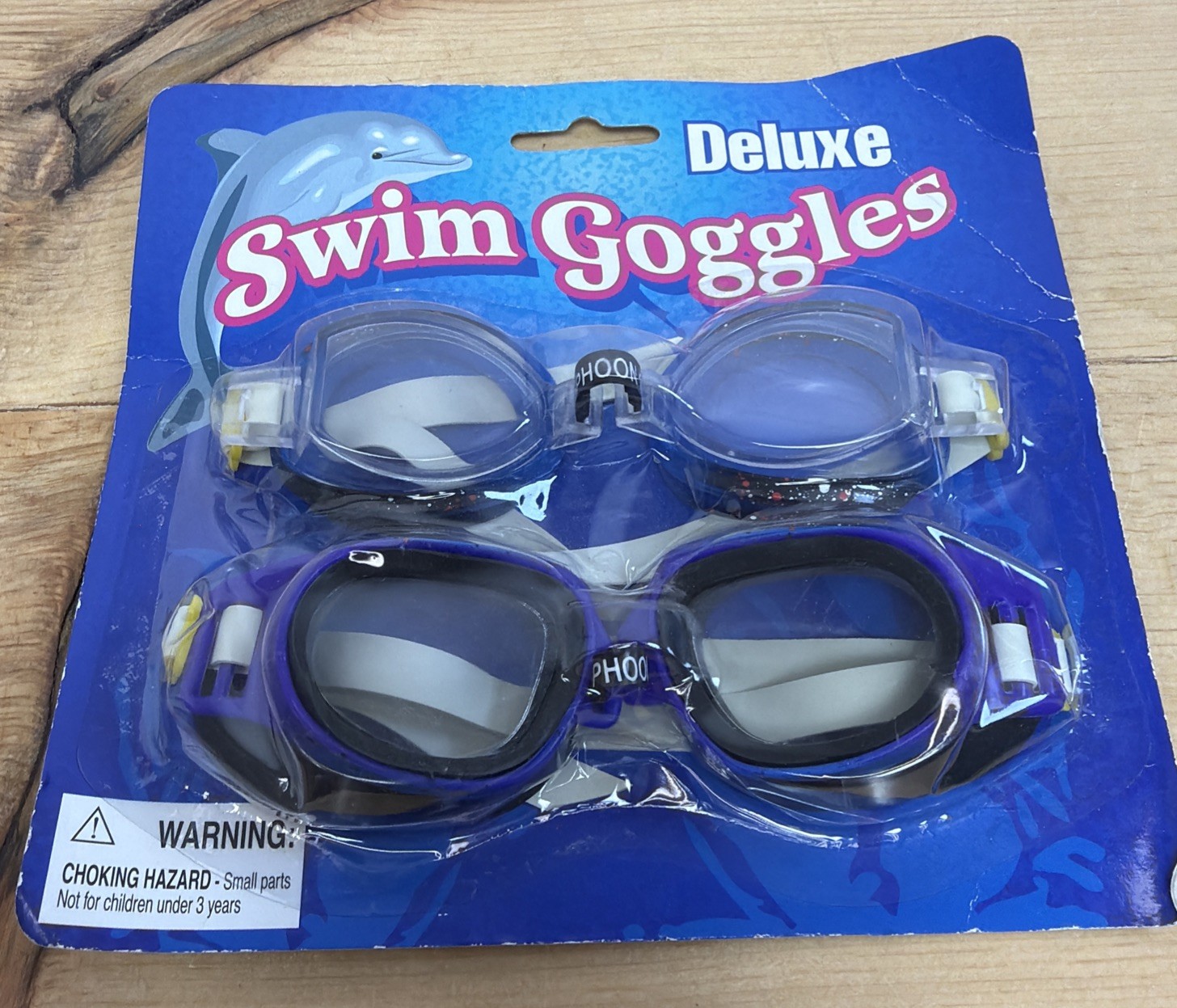 Deluxe Swim Goggles 2 Pack Kids Youth Swimming Goggles Blue Purple New Sealed