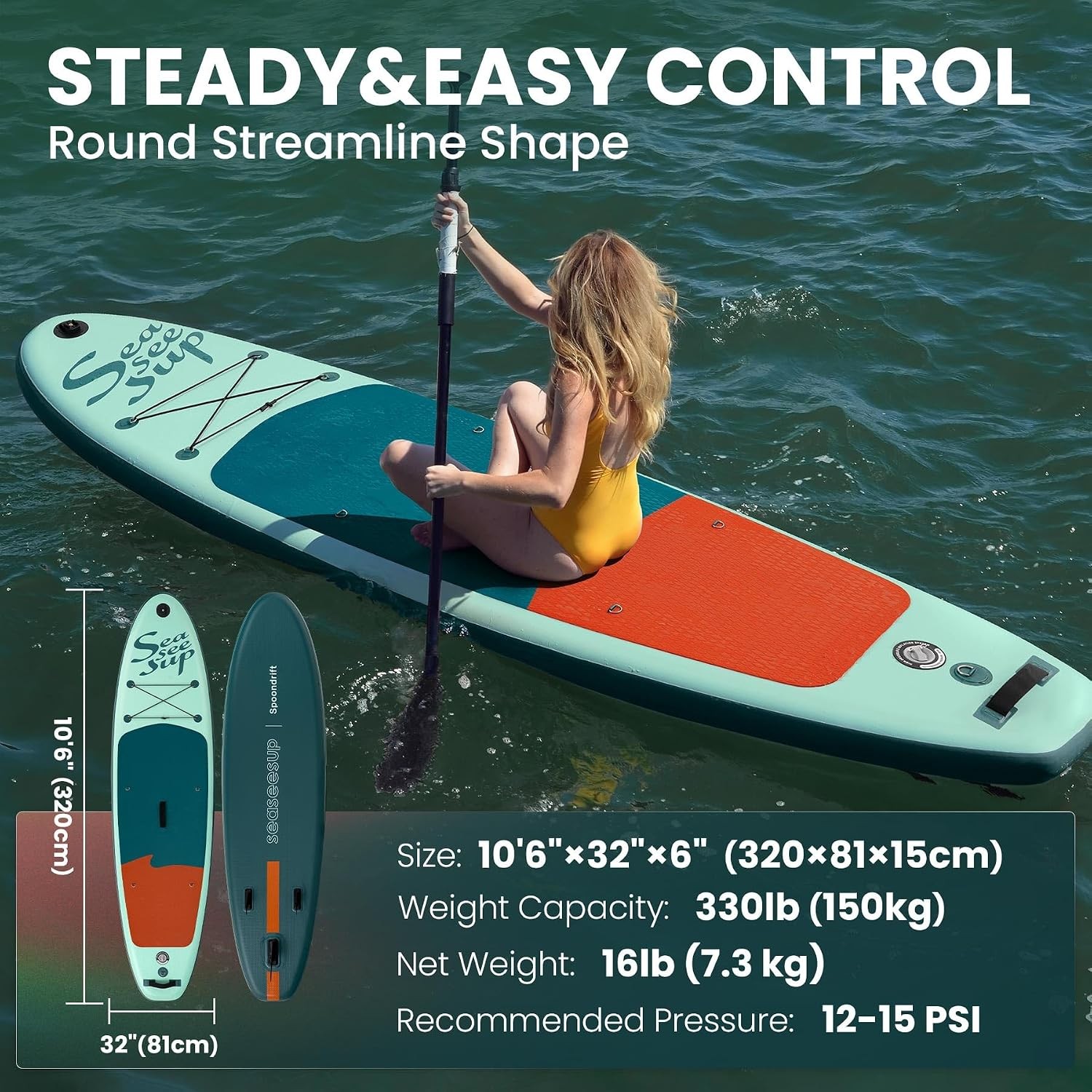 Stable iSUP 11ft 33″ Wide Anti-Slip Deck Paddle Board Set