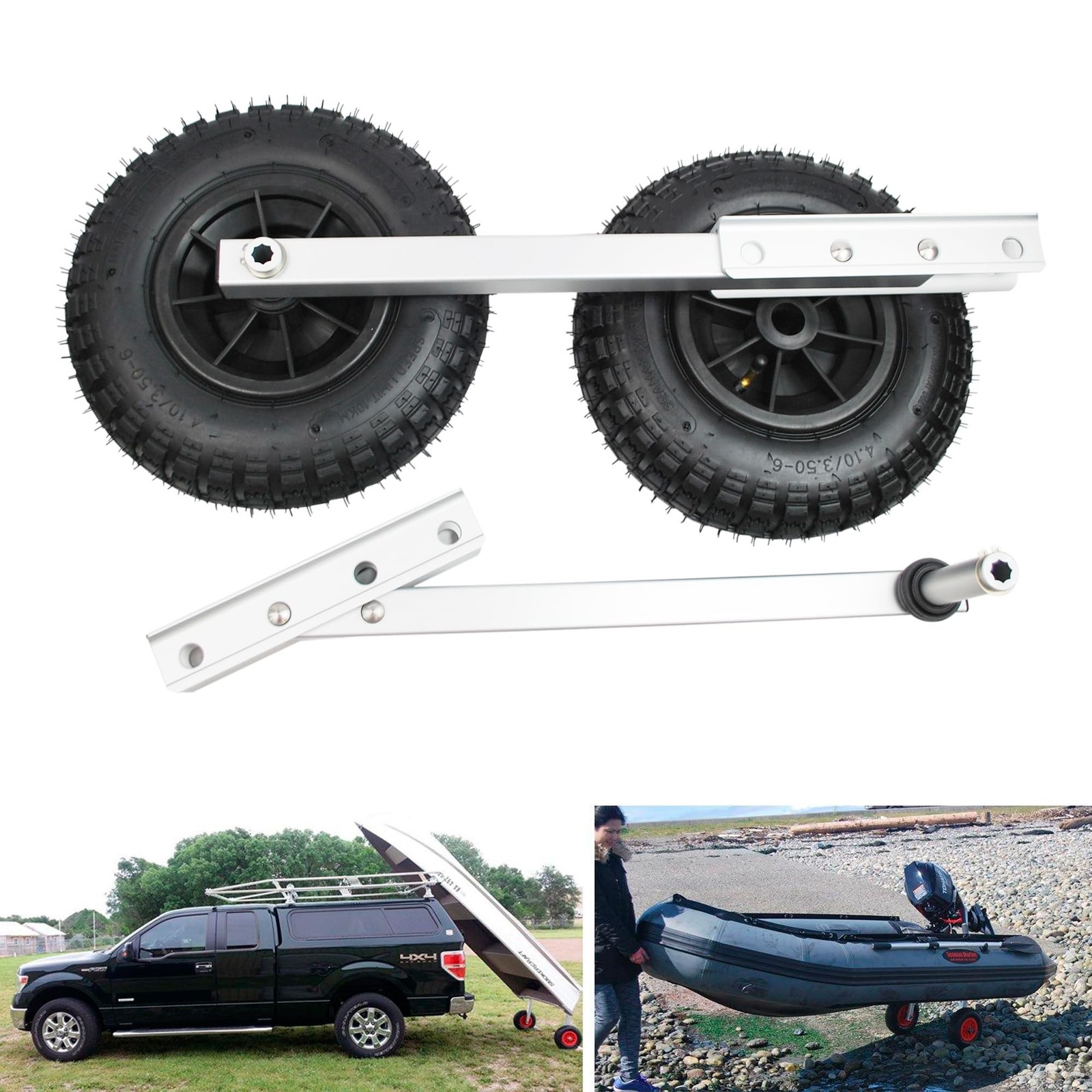Seamax EZ Load Boat Launching Wheels Set for Inflatable Boat & Aluminum Boat,…