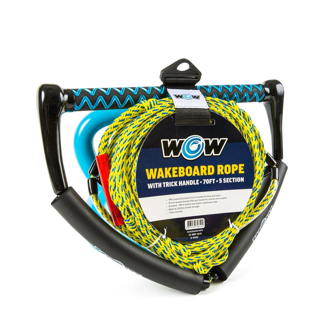Wow Deck Tube Wakeboard And Water Ski 70 Ft Tow Rope With Trick Handle