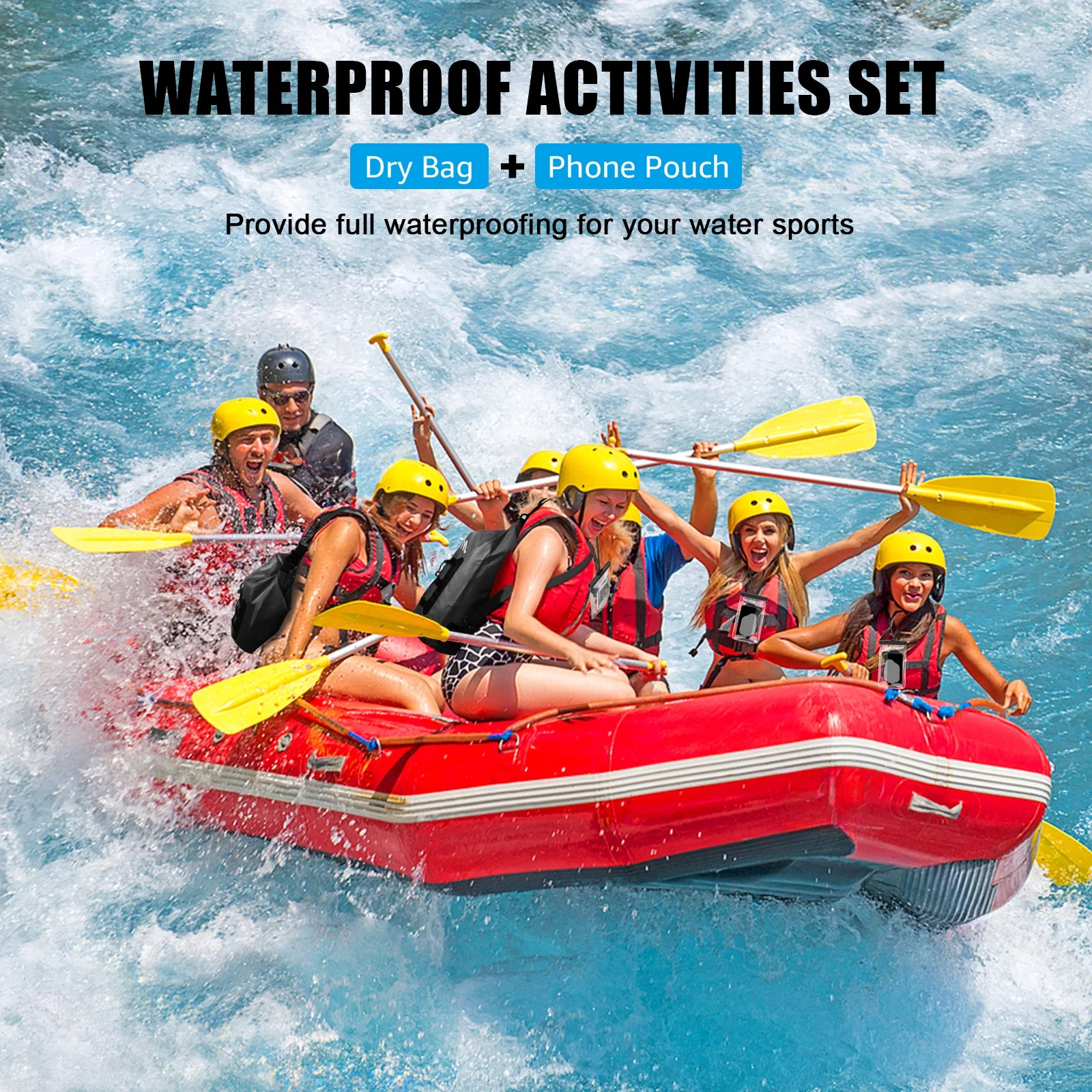Waterproof Dry Bag, 20L Floating Dry Pouch Beach Bags for Kayaking Boating Rafti