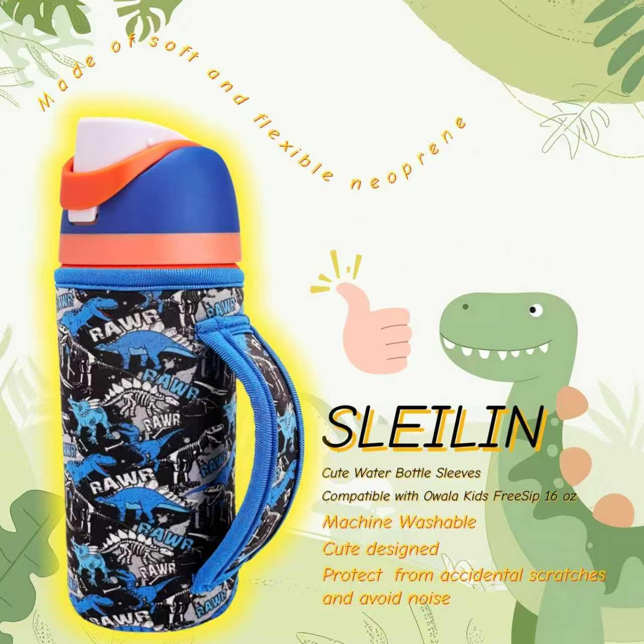 16 oz Cute Printed Sleeve Compatible for Owala Kids FreeSip 16 Ounces, Spider