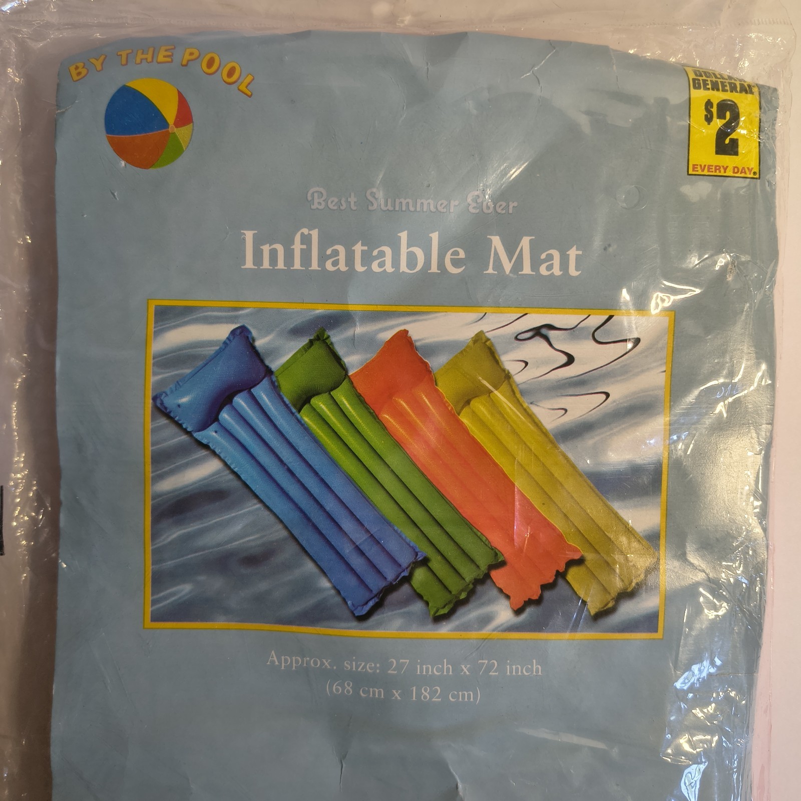 By the Pool Inflatable Mat Pool Float 27 in x 72 in (68 cm x 182 cm)
