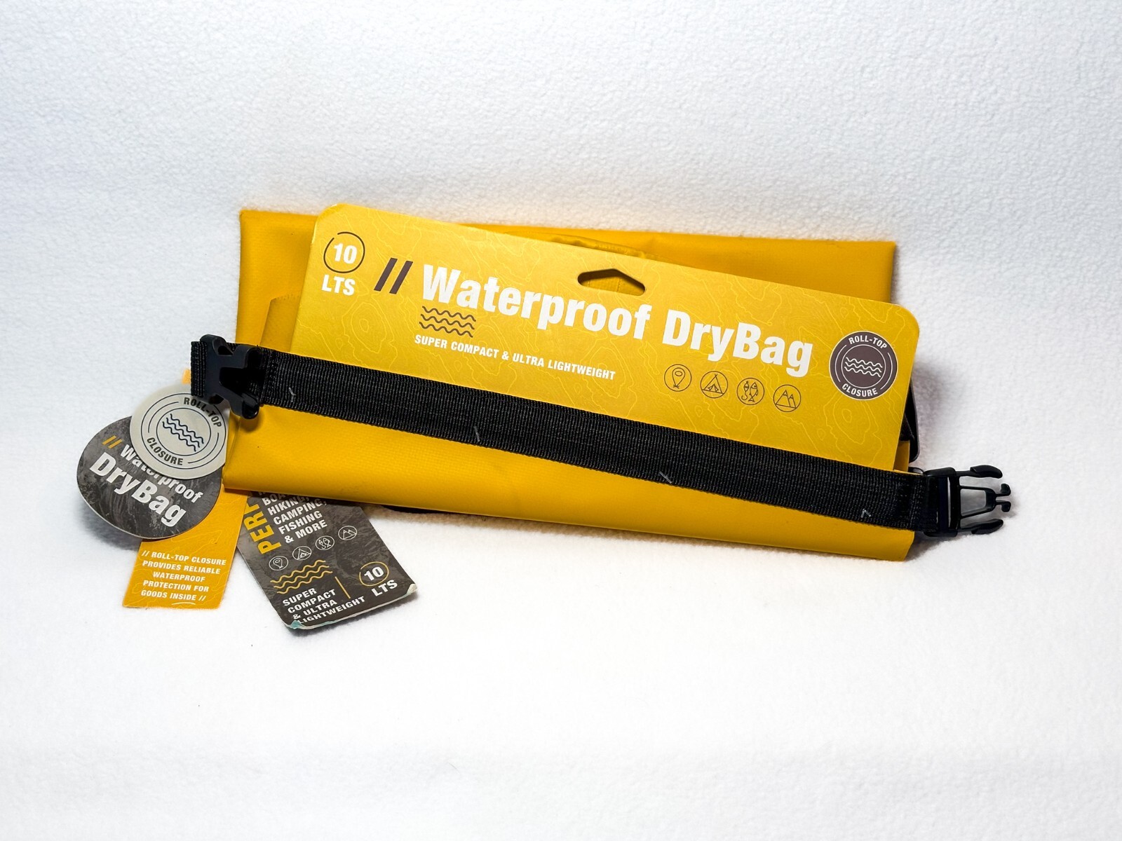 EcoOne Waterproof Dry Bag 10L Roll-Top Closure Ultra Lightweight Yellow – NEW
