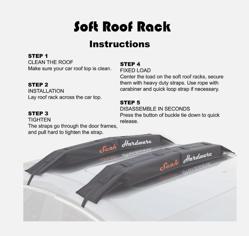 SEAH HARDWARE Universal Soft Roof Rack Pads for Kayak Surfboard, Snowboard Etc