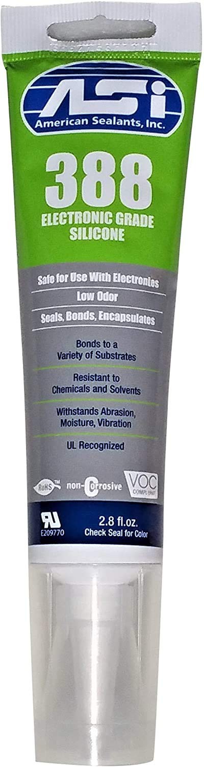 ASI 388 Clear Electronic Grade Silicone – 2.8 oz Squeeze Tube Clear,Silver