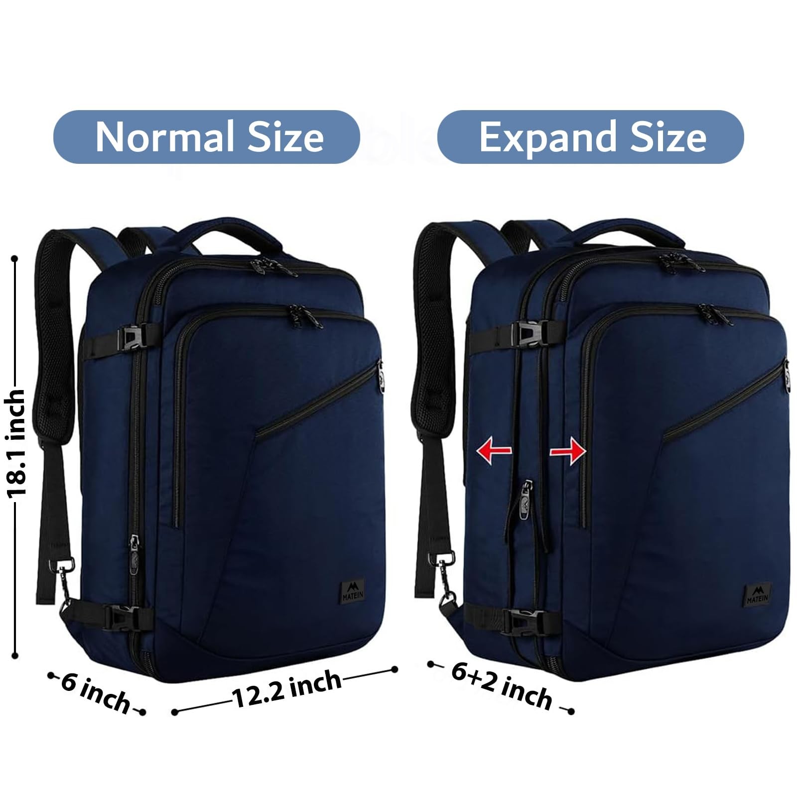 MATEIN Backpack for Travel, 27L Water Resistant Carry on Large, Blue