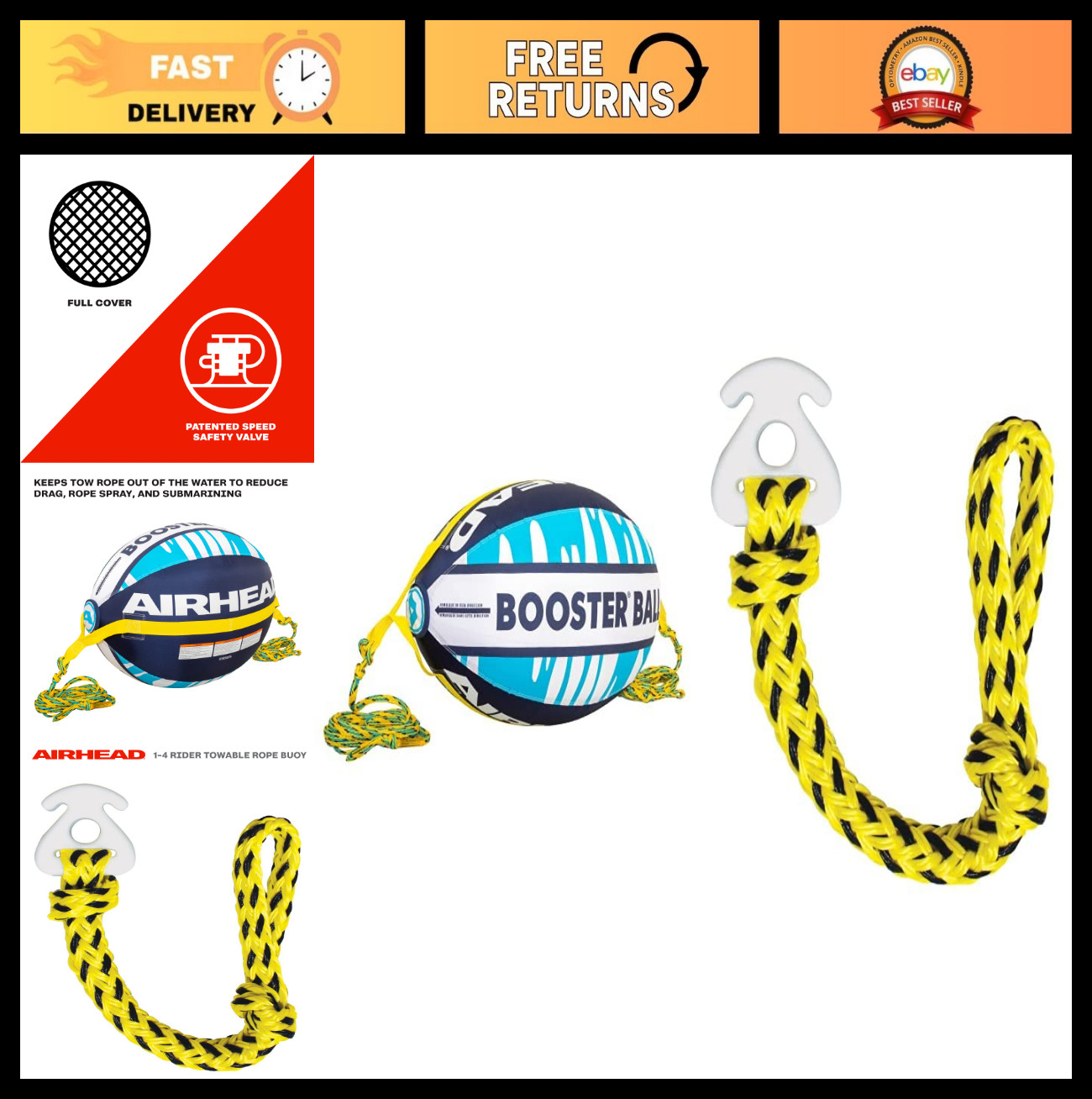 Towable Booster Ball for Water Sports, Inflatable Tube Rope, High-Performance Fu