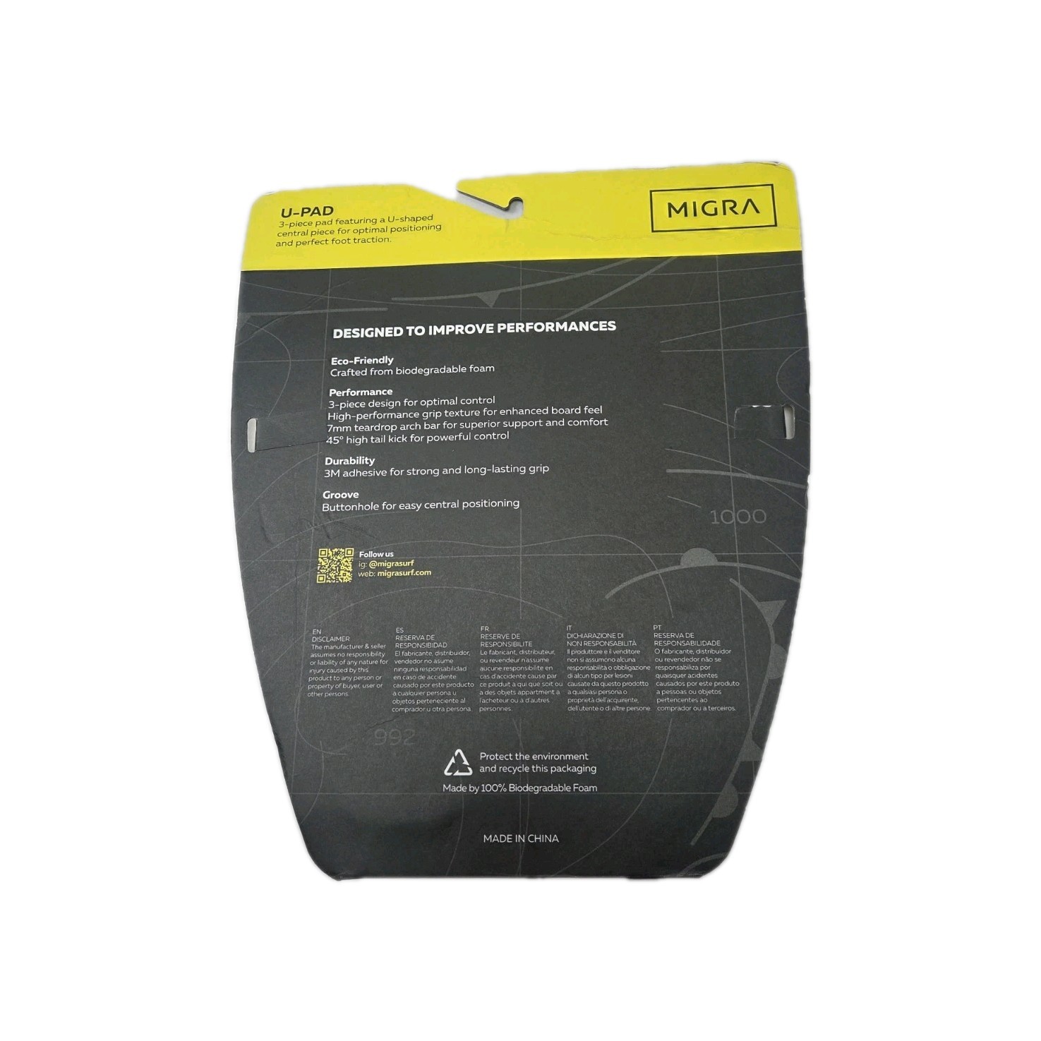 Migra Traction U.PAD Waffle 3 Piece Pad For Surf Boards