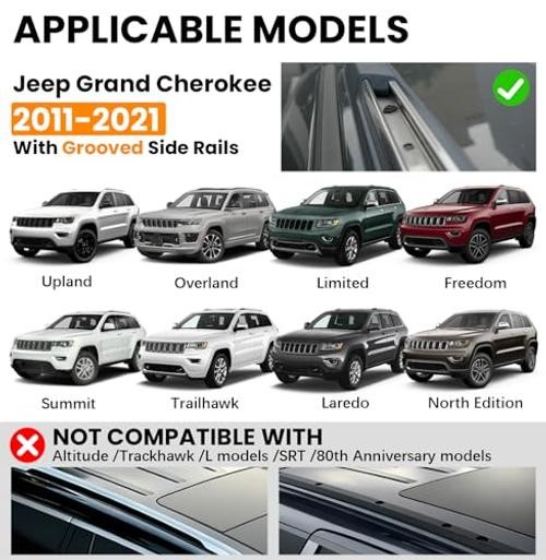 300lbs Roof Rack Cross Bars Compatible with D.Jeep Grand Cherokee 2011-2021