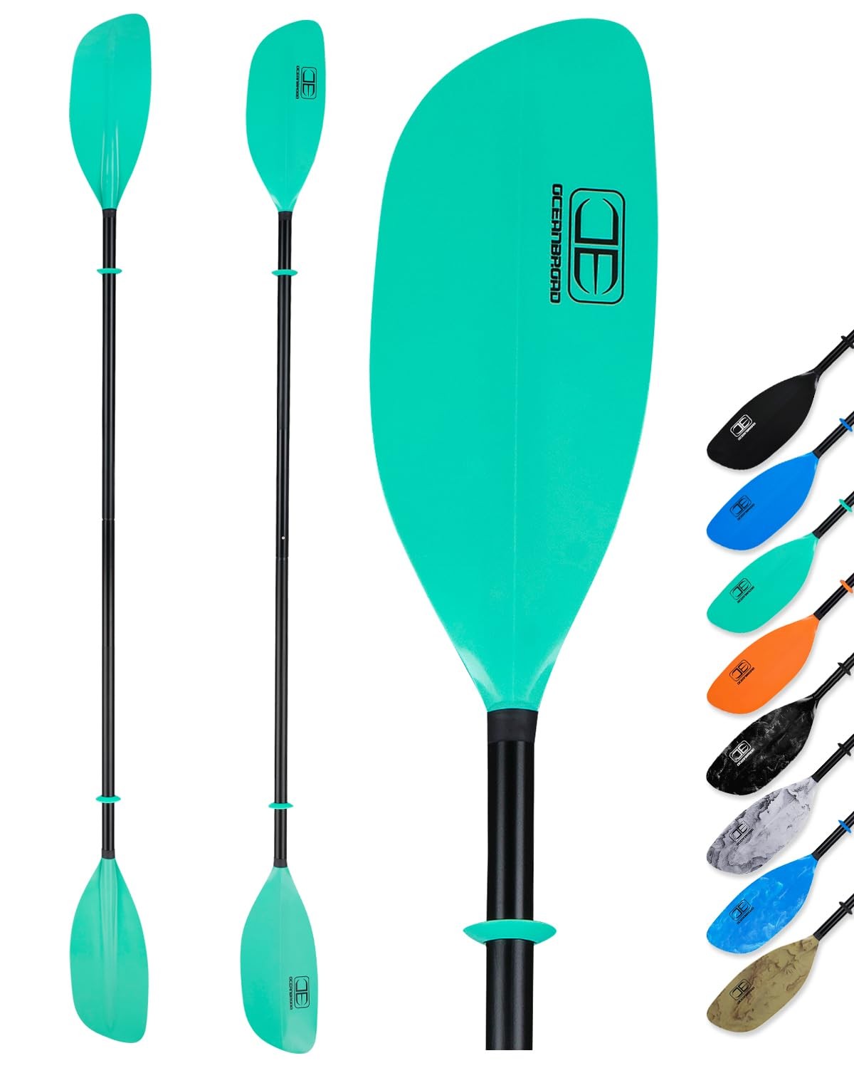 86in 2-Piece Floatable Kayak Paddle Oar Set Alloy Shaft Mint Green Kayak Paddle