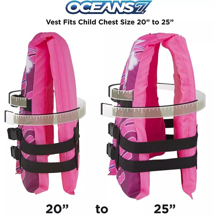 Oceans7 Flex Form Child Type III PFD Life Jacket Vest for 30-50lb,Pink