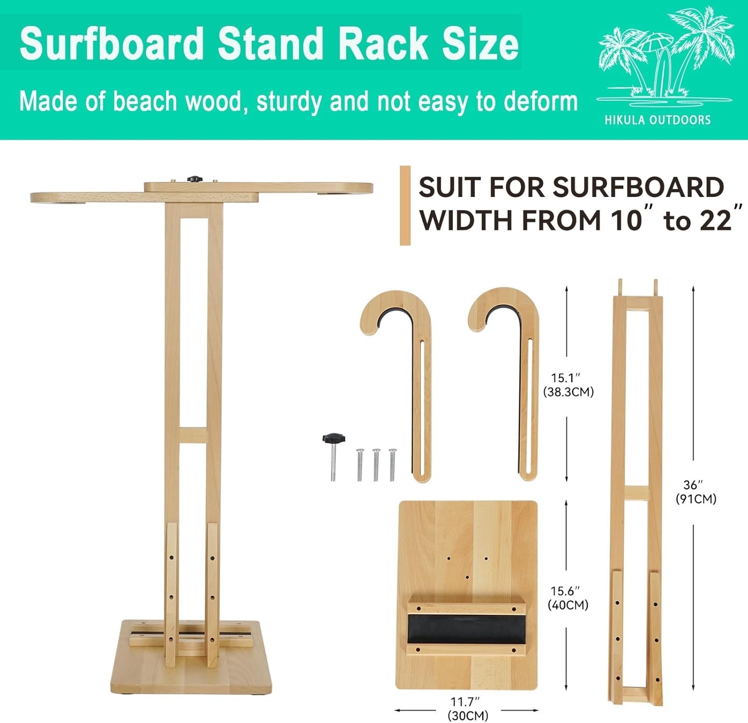 Surfboard Stand Rack Floor Display Organizer Wooden Shortboard Longboard Holder
