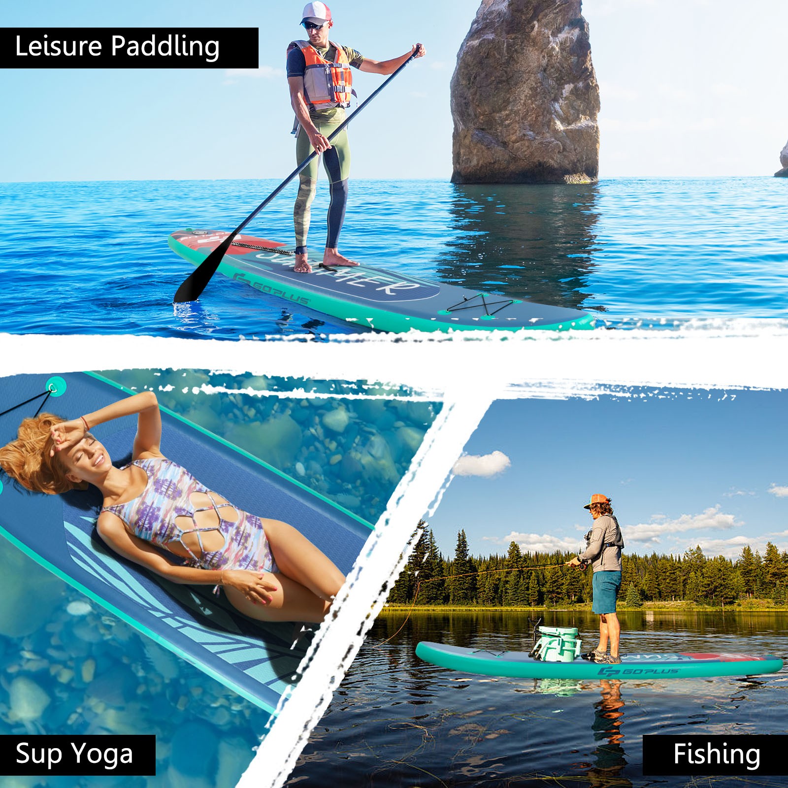 Costway 11ft Inflatable Stand Up Paddle Board W/ Backpack Leash Aluminum Paddle