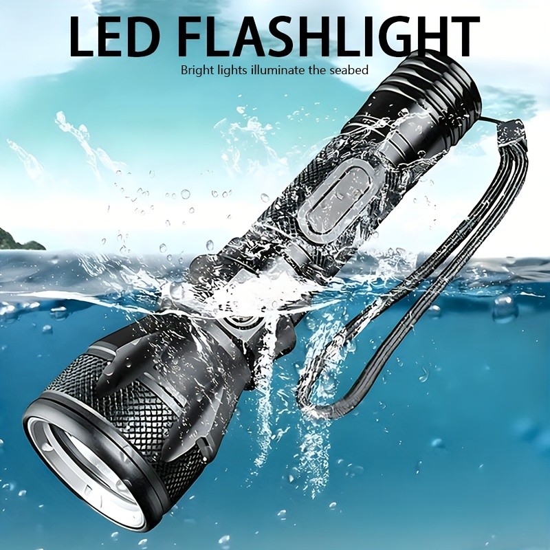 Portable Diving LED Flashlight Bright Aluminum Alloy Professional Handheld Light