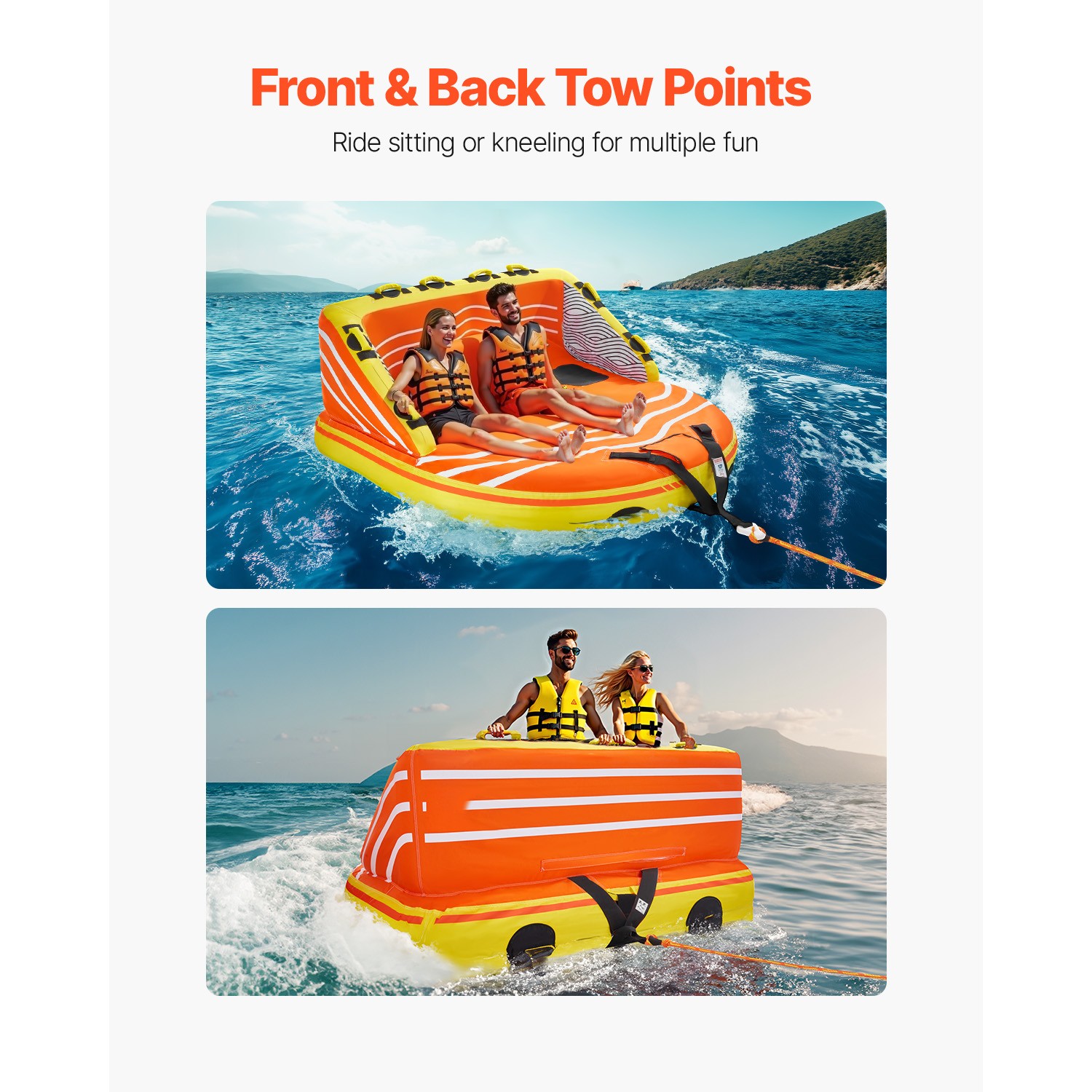 Uimoso Towable Tube for Boating 1-3 Riders Inflatable Tubes Towable Water Sport