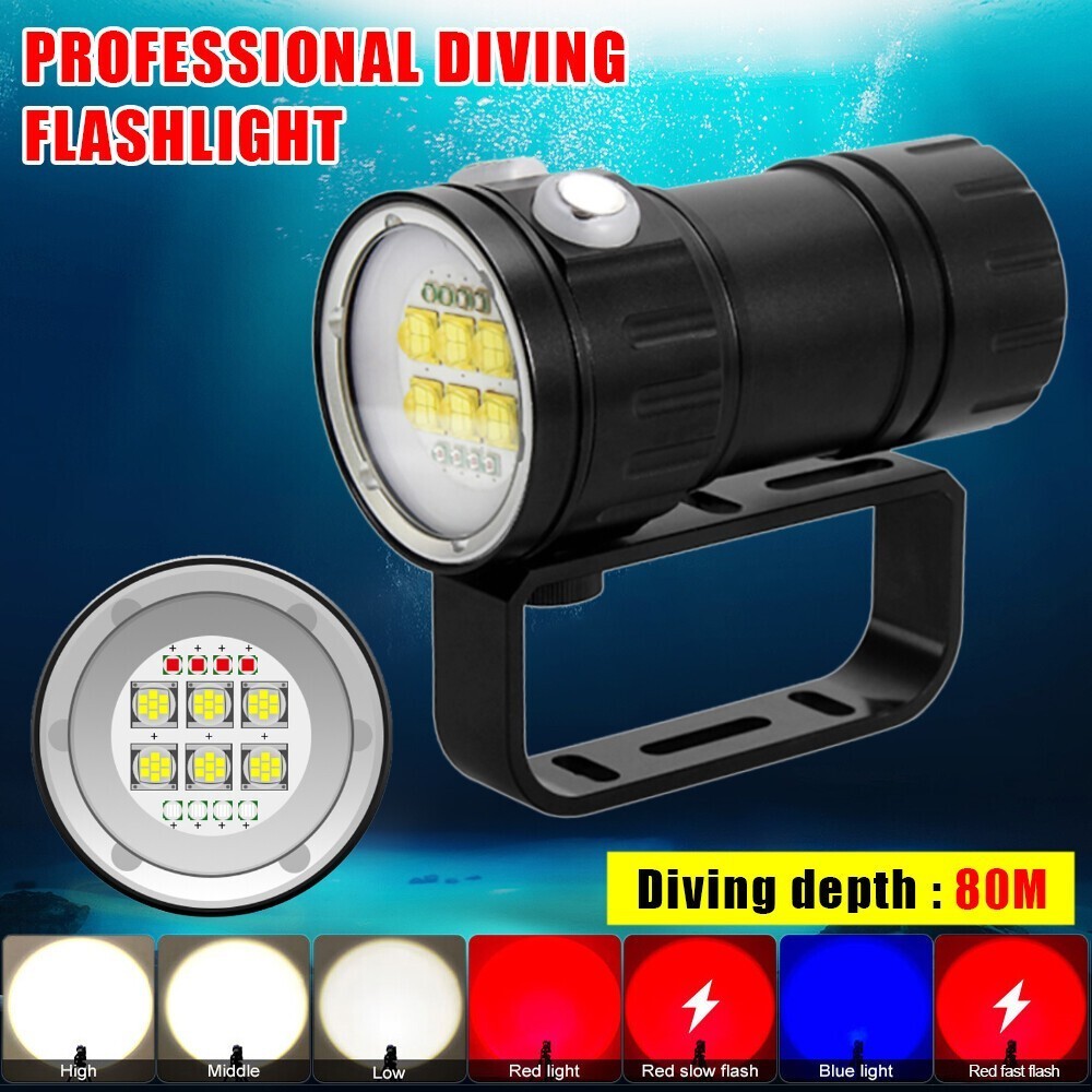25000LM Scuba Diving Light Underwater LED Flashlight Dive Underwater Lighting