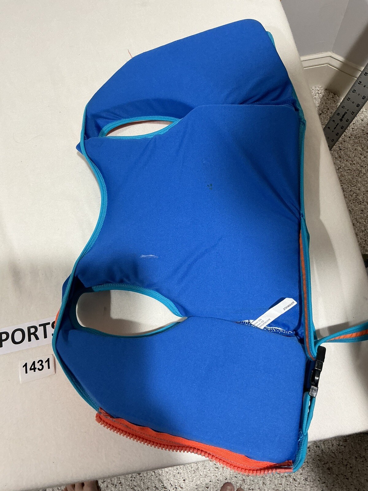 Kids Swim School Life Jacket Zip Up Ages 2-4 Max 33 Pounds Blue Orange