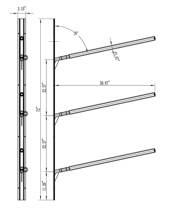 Heavy Duty T6061 Aluminum Wall Mount Rack Storage Rack Suit 3 Kayaks Or 3 Canoes