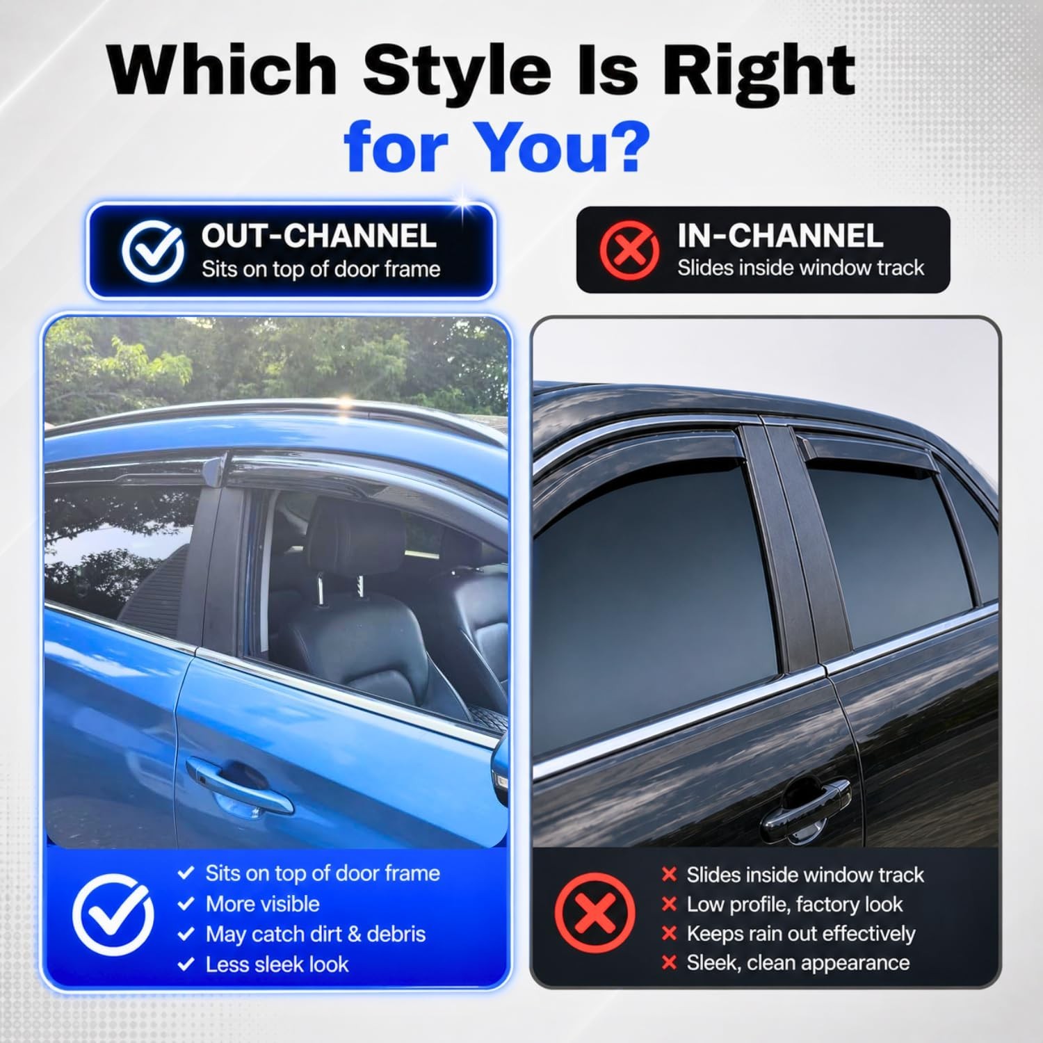 IG Window Visors Fit for 2015-2026 Ford F150 Regular Cab, Out-Channel Rain Gu…