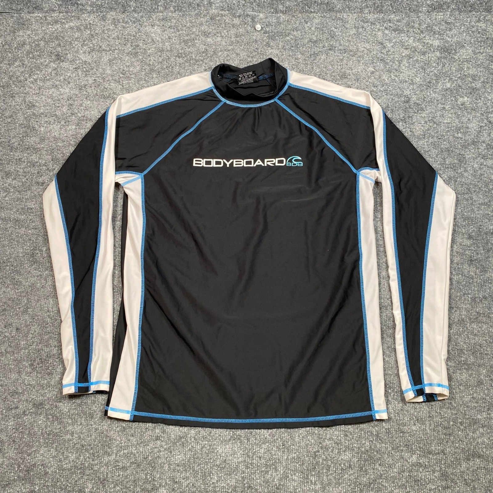 Bodyboard BDB Mens Long Sleeve Rash Guard Black White Blue XL Surf Shirt