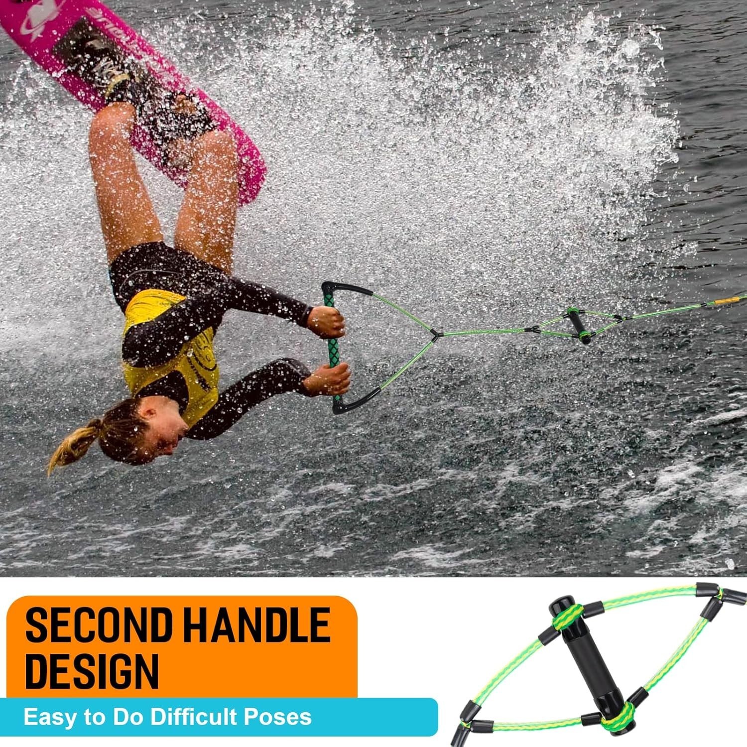 75FT Wakeboard Rope with EVA Handle – 2200 lbs Tensile Force