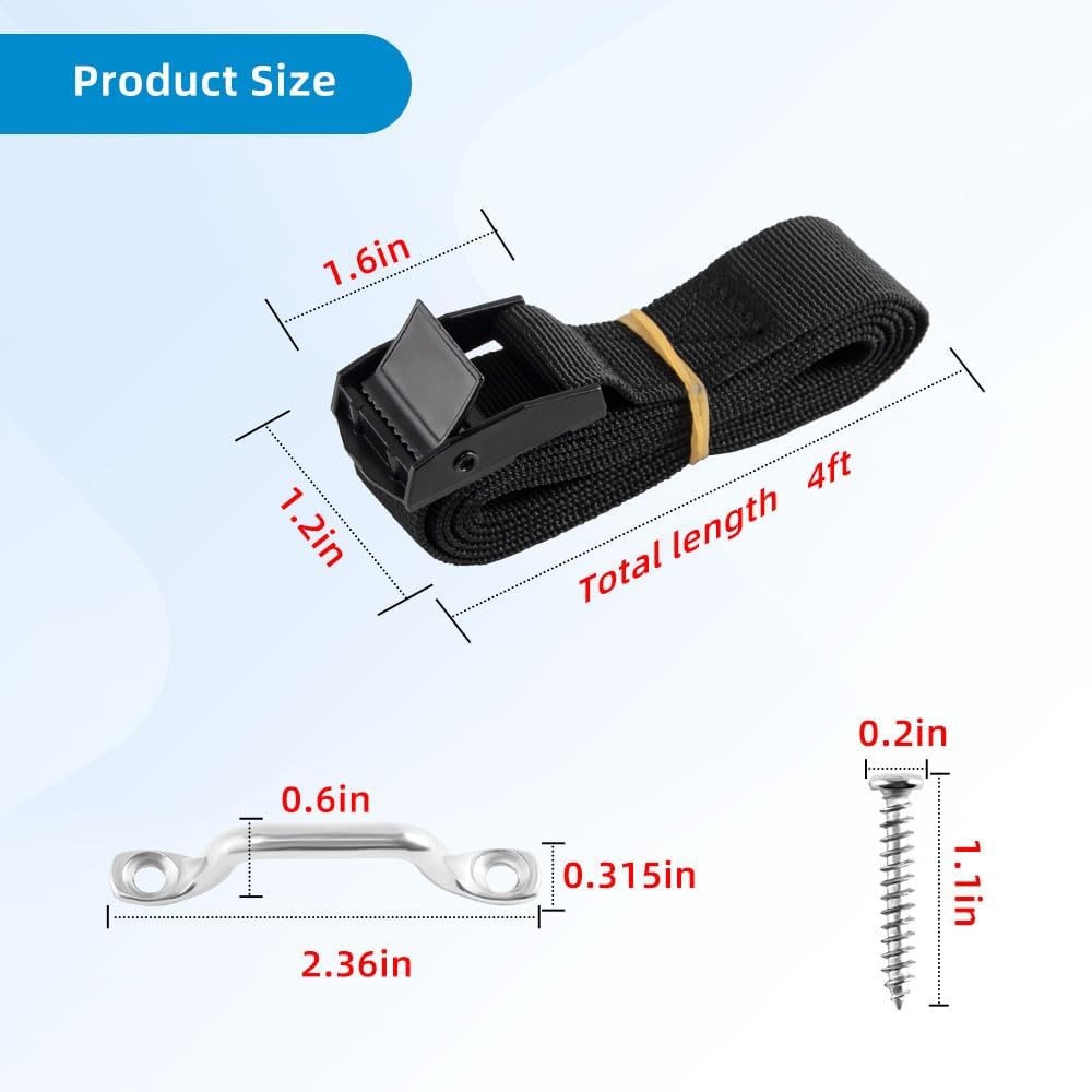 1″ x 4ft Battery Tie Down Straps for Boats,Battery Hold with 2 PCS-Black