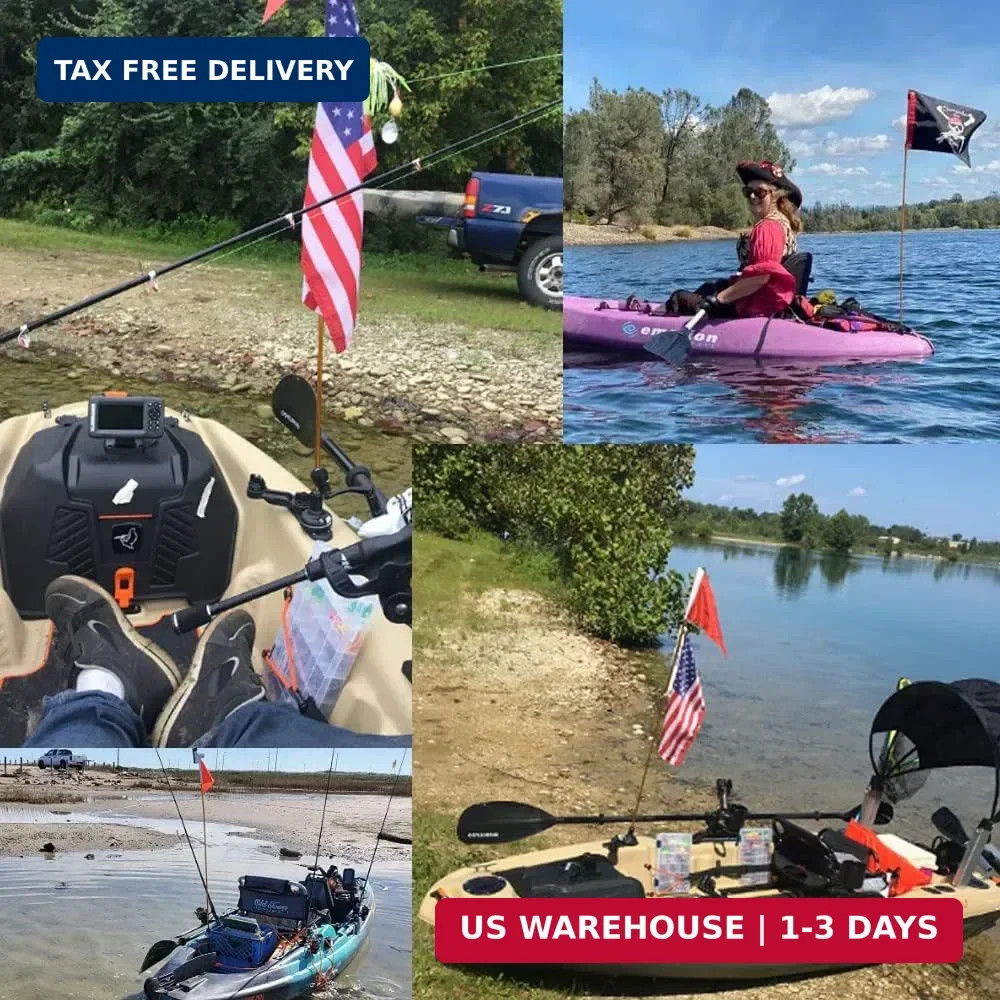 4ft Kayak Flag Track Mount Safety Flag Easy Installation with Stable Base, Visib
