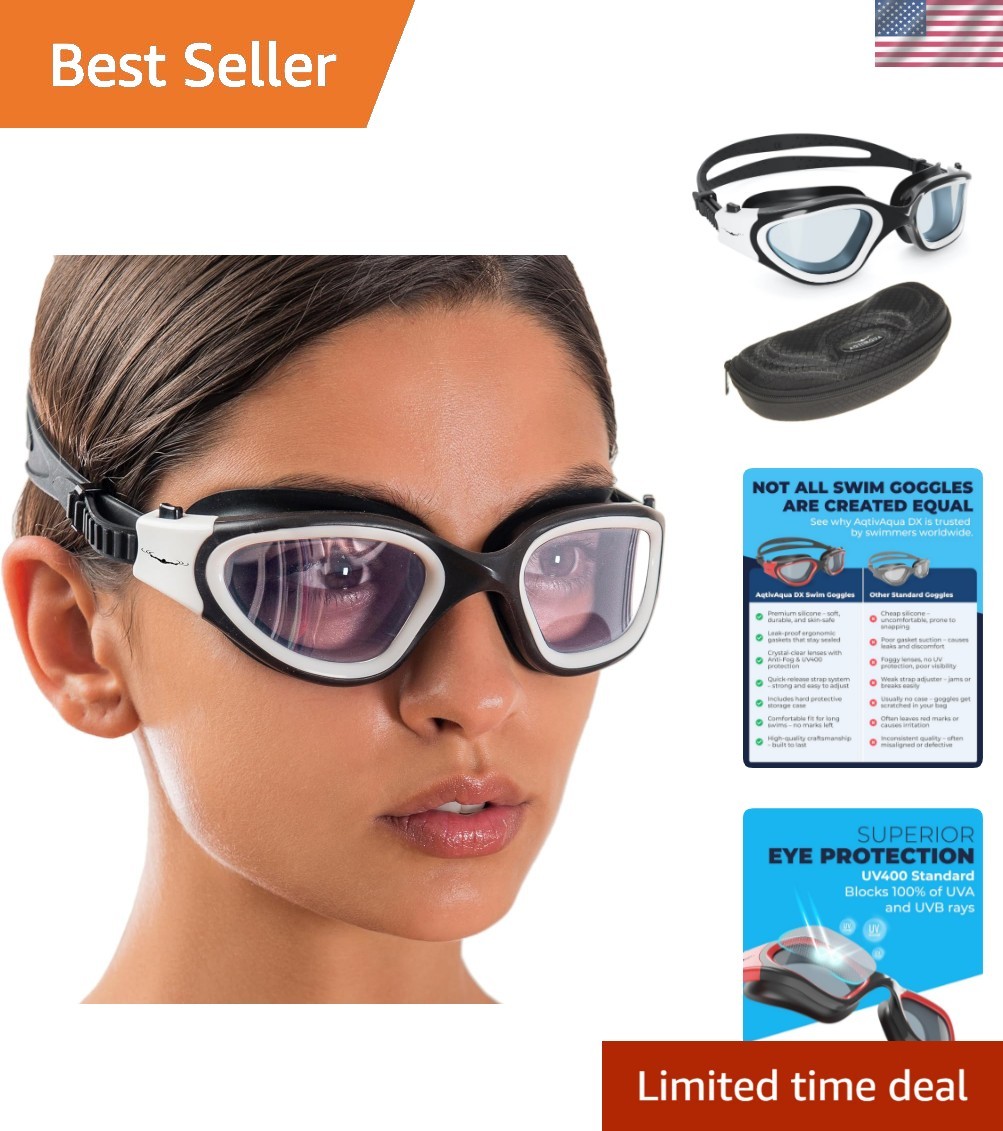 Swimming Goggles, DX Wide View Swim Goggles for Adult Men Women, Anti Fog No …