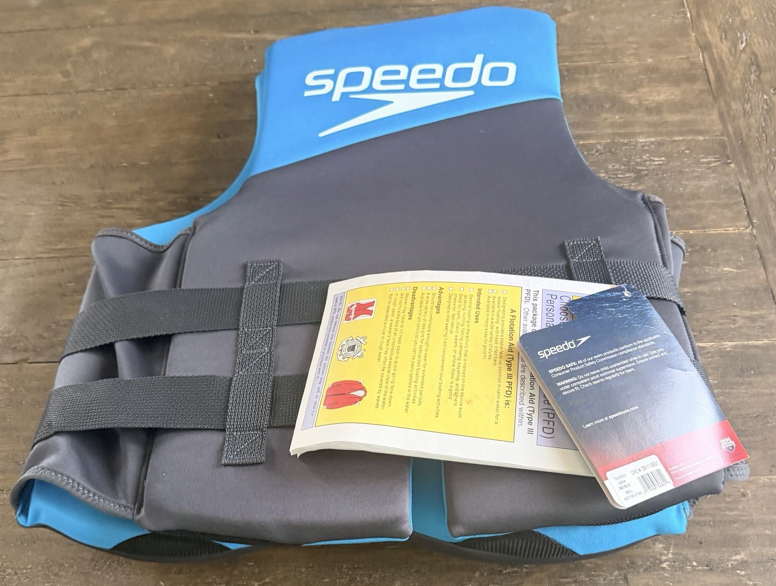 Speedo Adult Life Jacket Size Medium / Large Color Blue & Gray Brand New w Tags!
