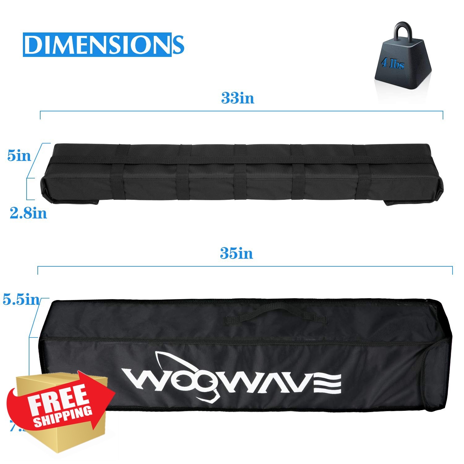 WOOWAVE Kayak Roof Rack Pads Standard