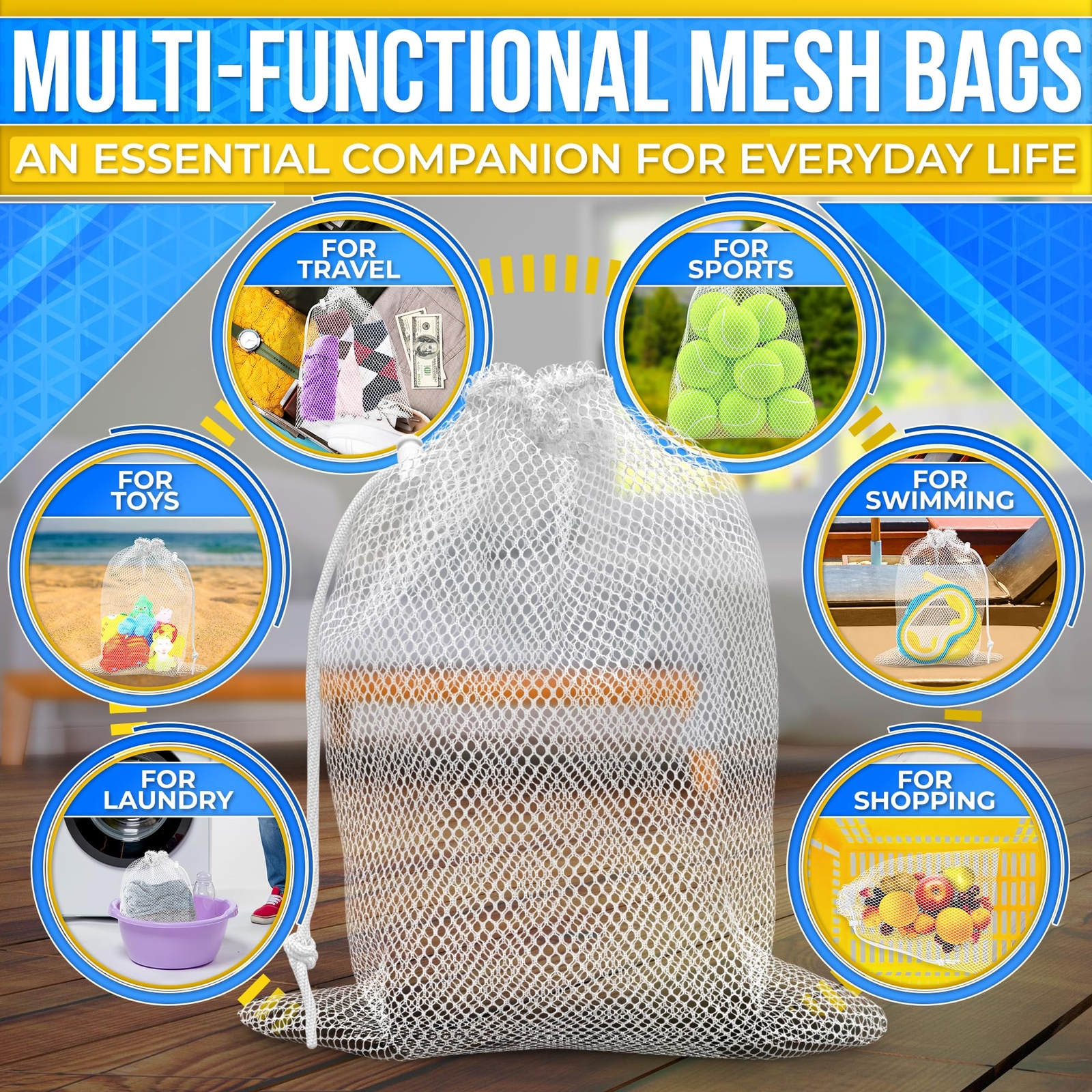 Small Mesh Bags Drawstring Nylon Bag – 5Pcs Camping Organization Nylon Mesh N…