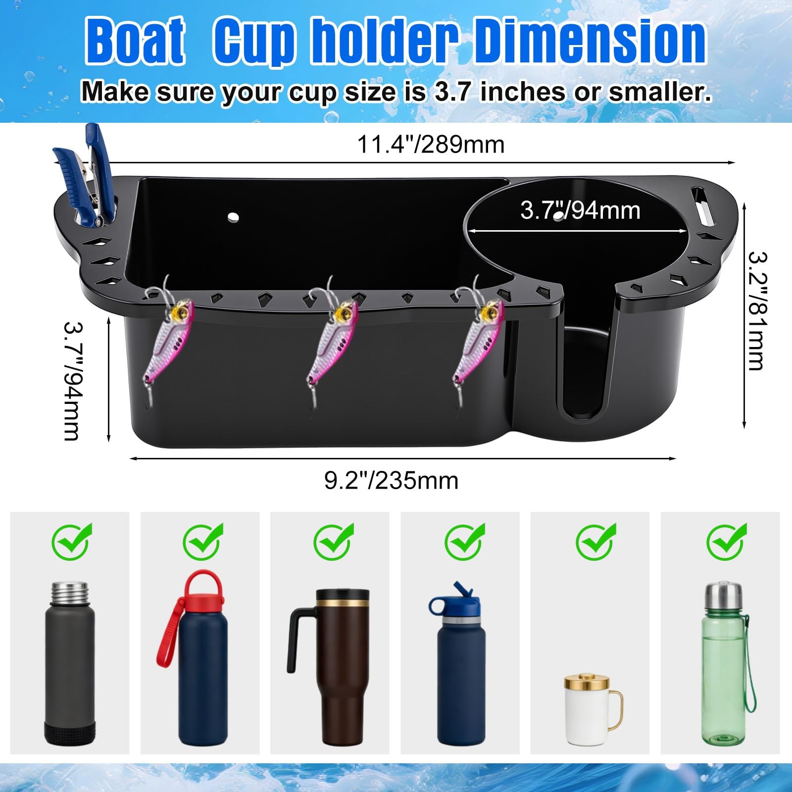 3 Piece Boat Organizer Set 2 Mesh Storage Bags 1 Boat Cup Holder Multifunctio…
