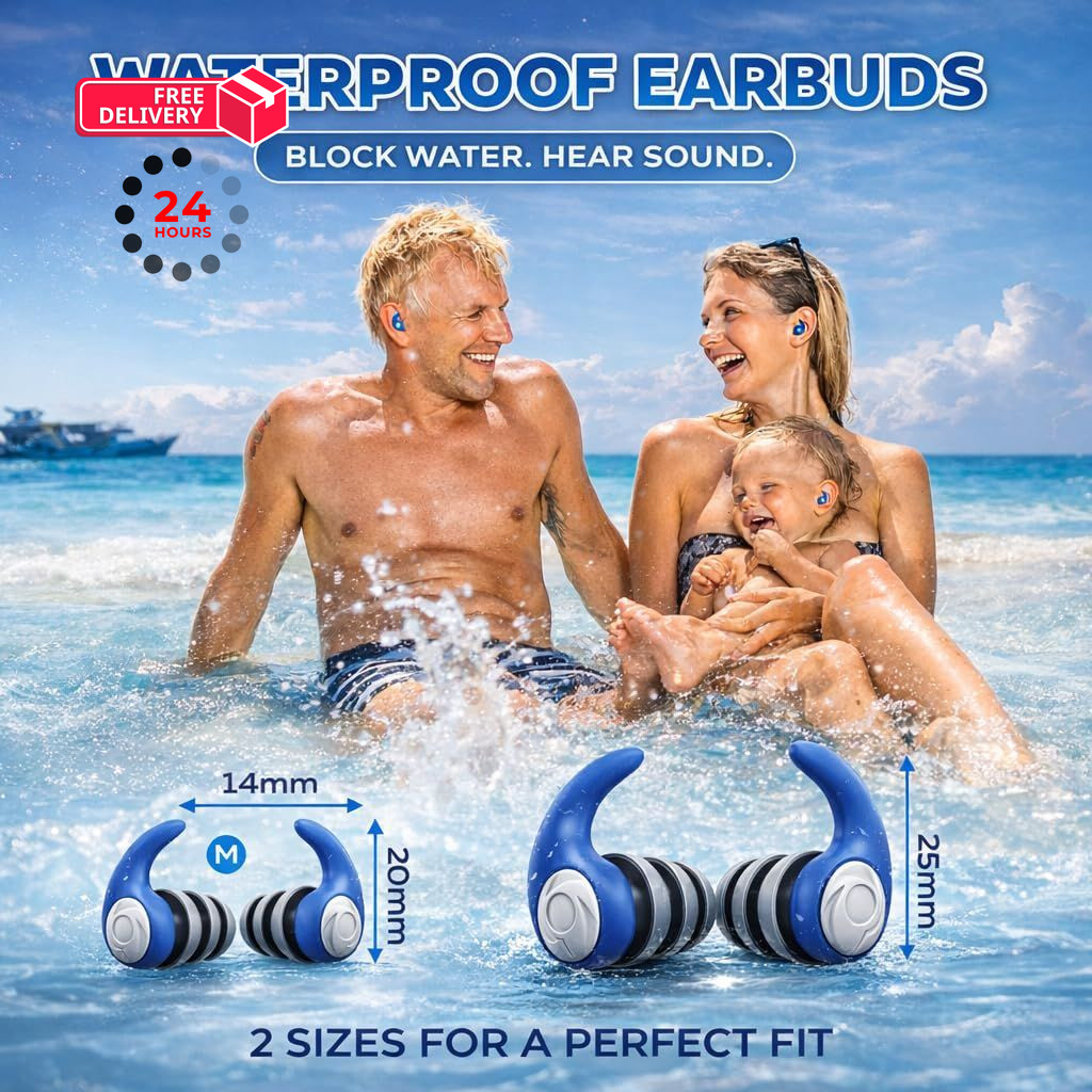 Waterproof Swimming Ear 1 pair (Pack of 3), Adults-lanyard-black ,Purple