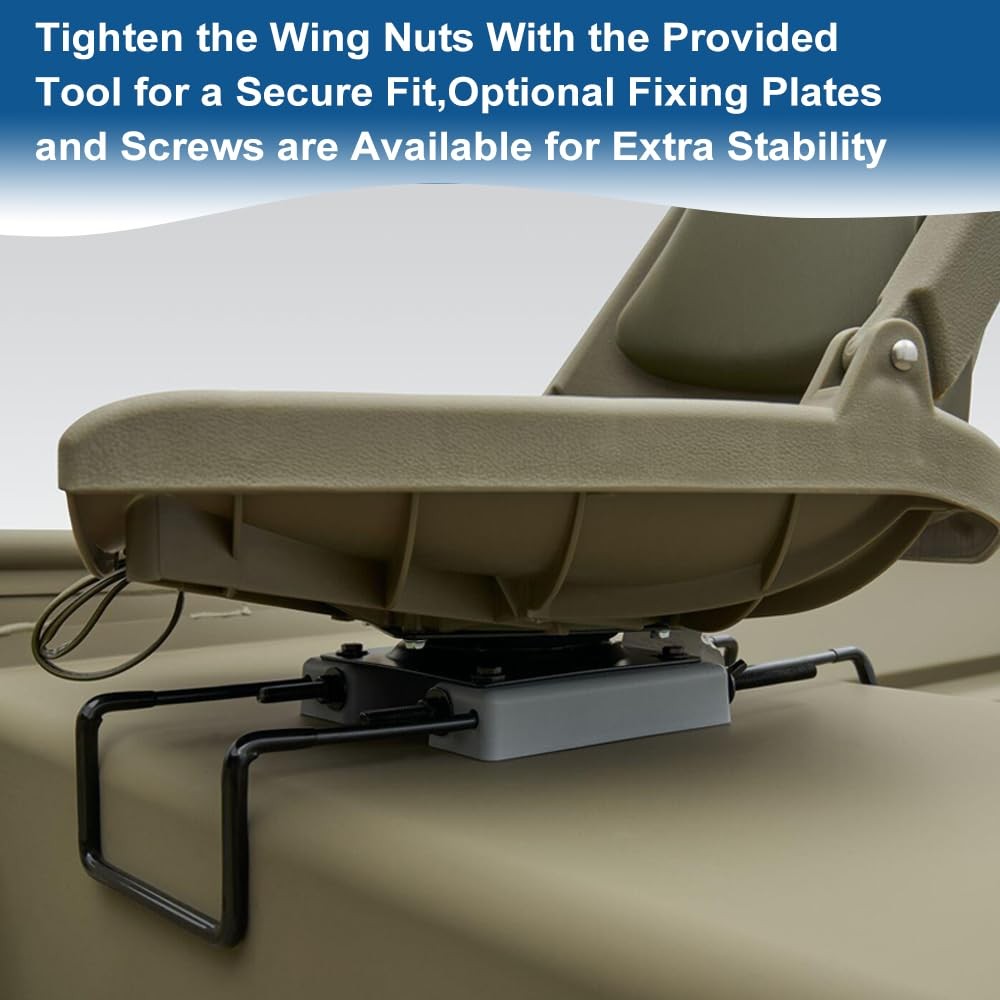 Clamp-On Boat Seat Mount with Swivel Heavy Duty Base for Jon Boats Aluminum