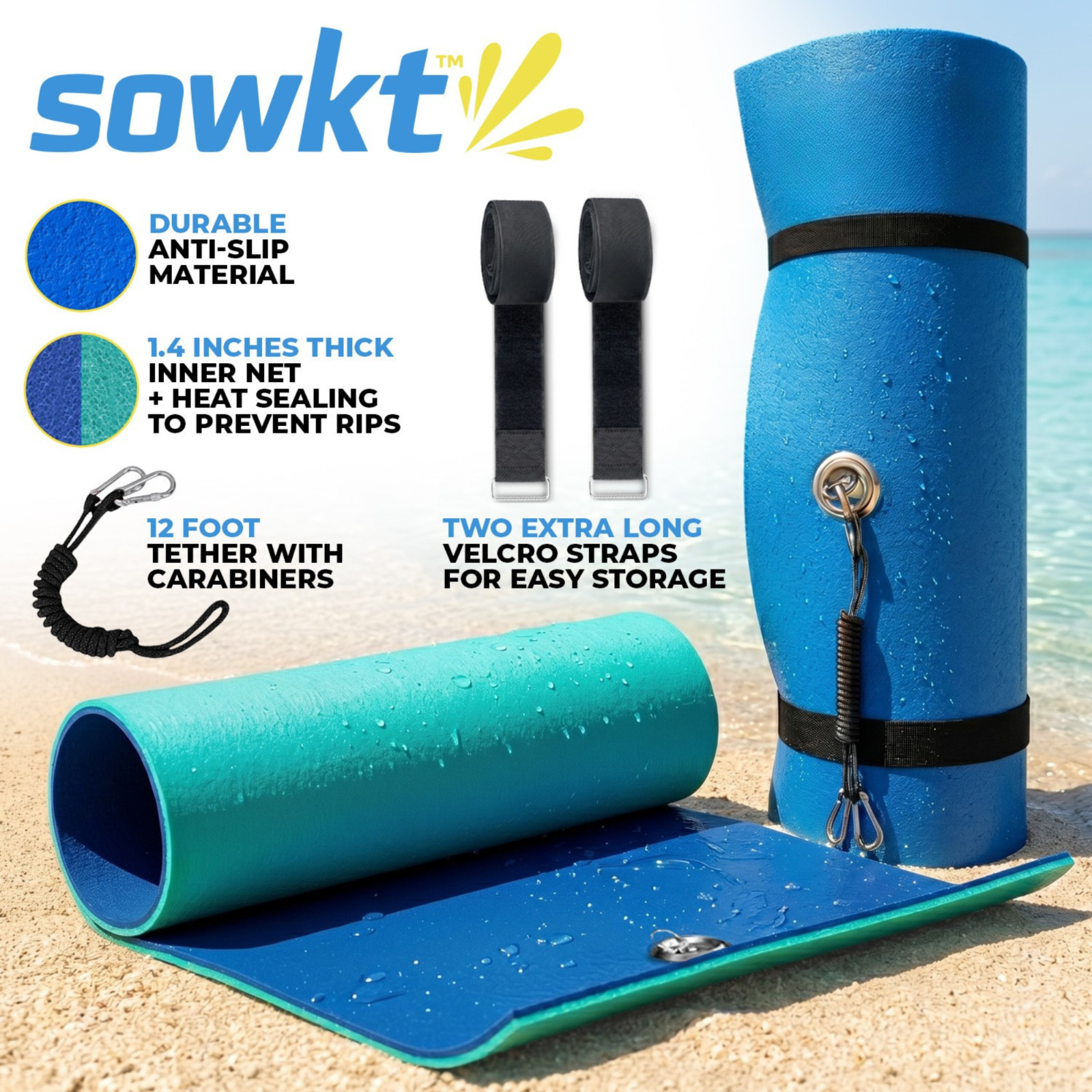 SOWKT® Made in USA Premium Floating Mat for Lakes & Pools, Extra Large Lily Pads
