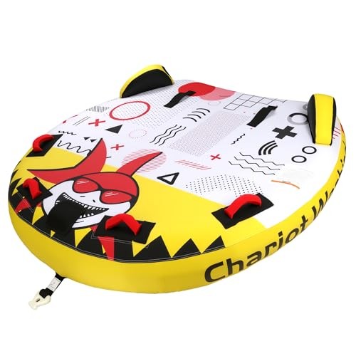 Towable Tube for Boating, 1–2 Person Inflatable Towable Tube with Shark Airplan